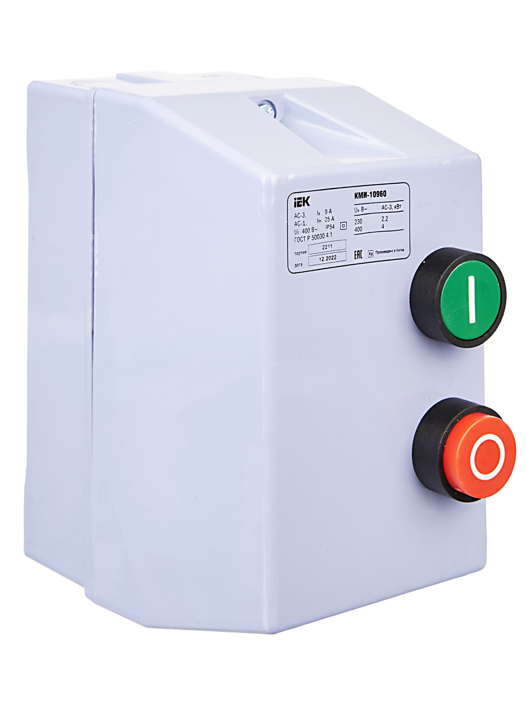 Контактор КМИ10960 9А в оболочке 380В/АС3 IP54 IEK — фото