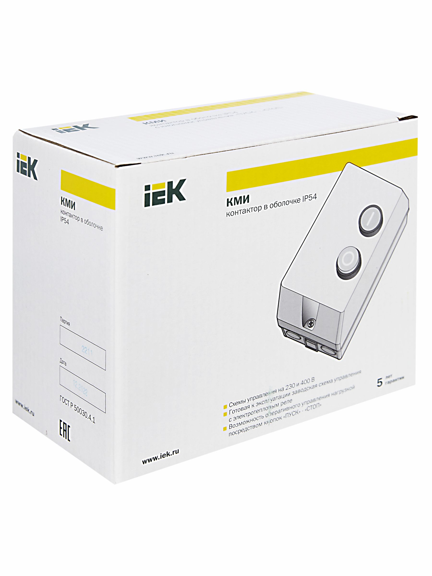 Контактор КМИ10960 9А в оболочке 380В/АС3 IP54 IEK — фото