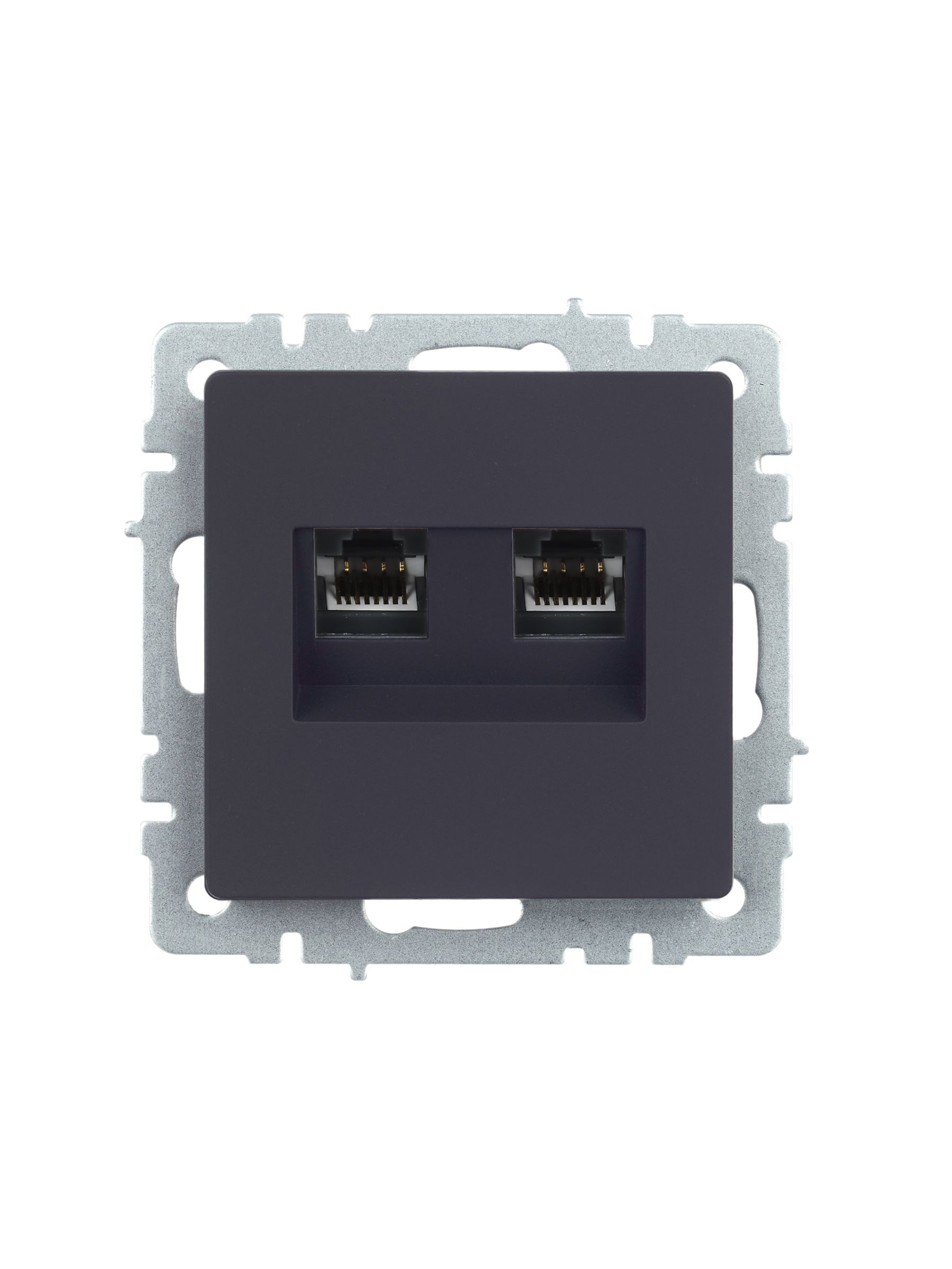 BRITE Розетка компьютерная двойная RJ45 кат.5E РК10-2-БрГ графит IEK — фото