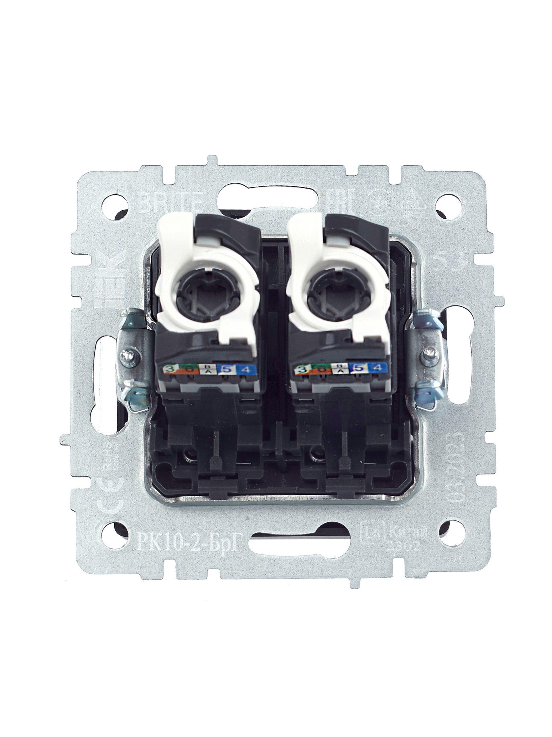 BRITE Розетка компьютерная двойная RJ45 кат.5E РК10-2-БрГ графит IEK — фото