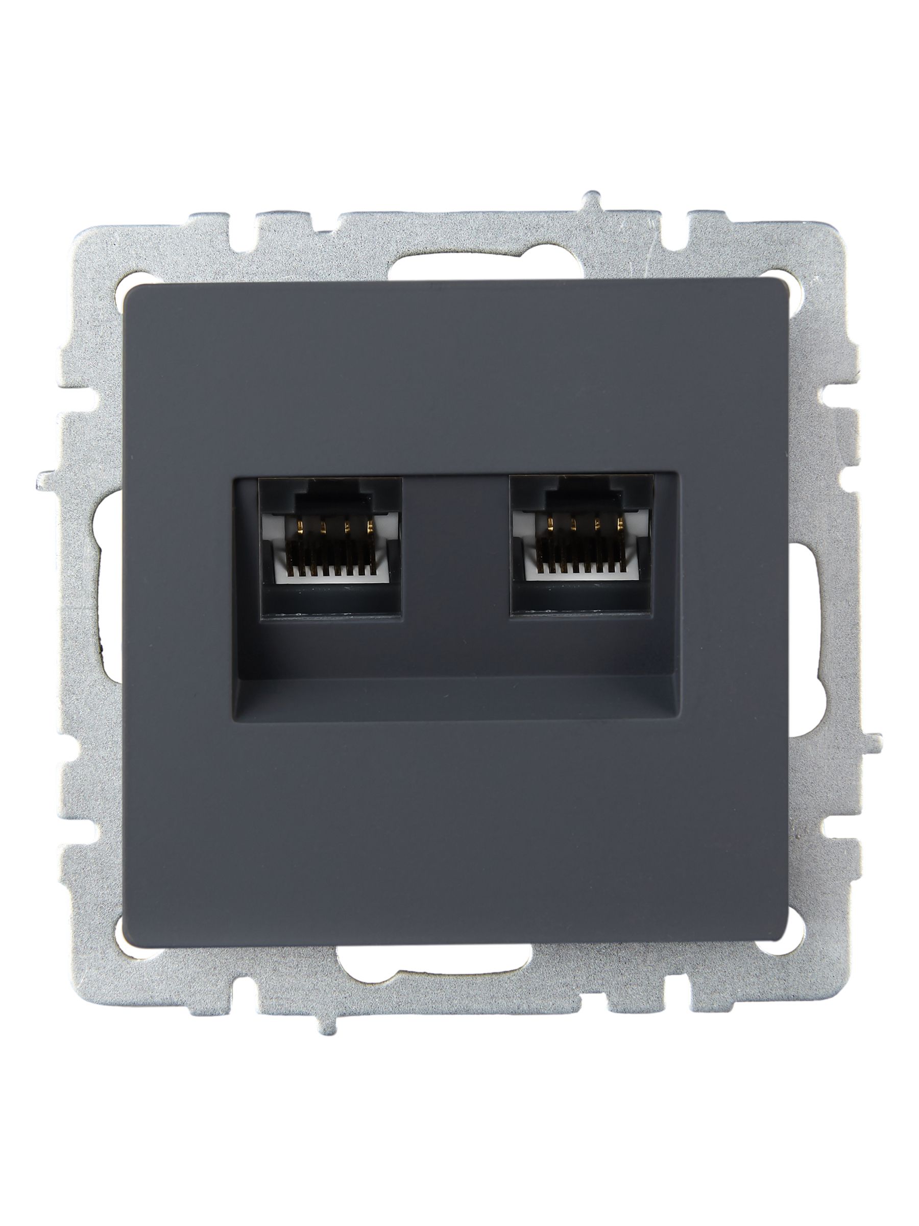 BRITE Розетка компьютерная двойная RJ45 кат.6 РК11-2-БрГ графит IEK — фото