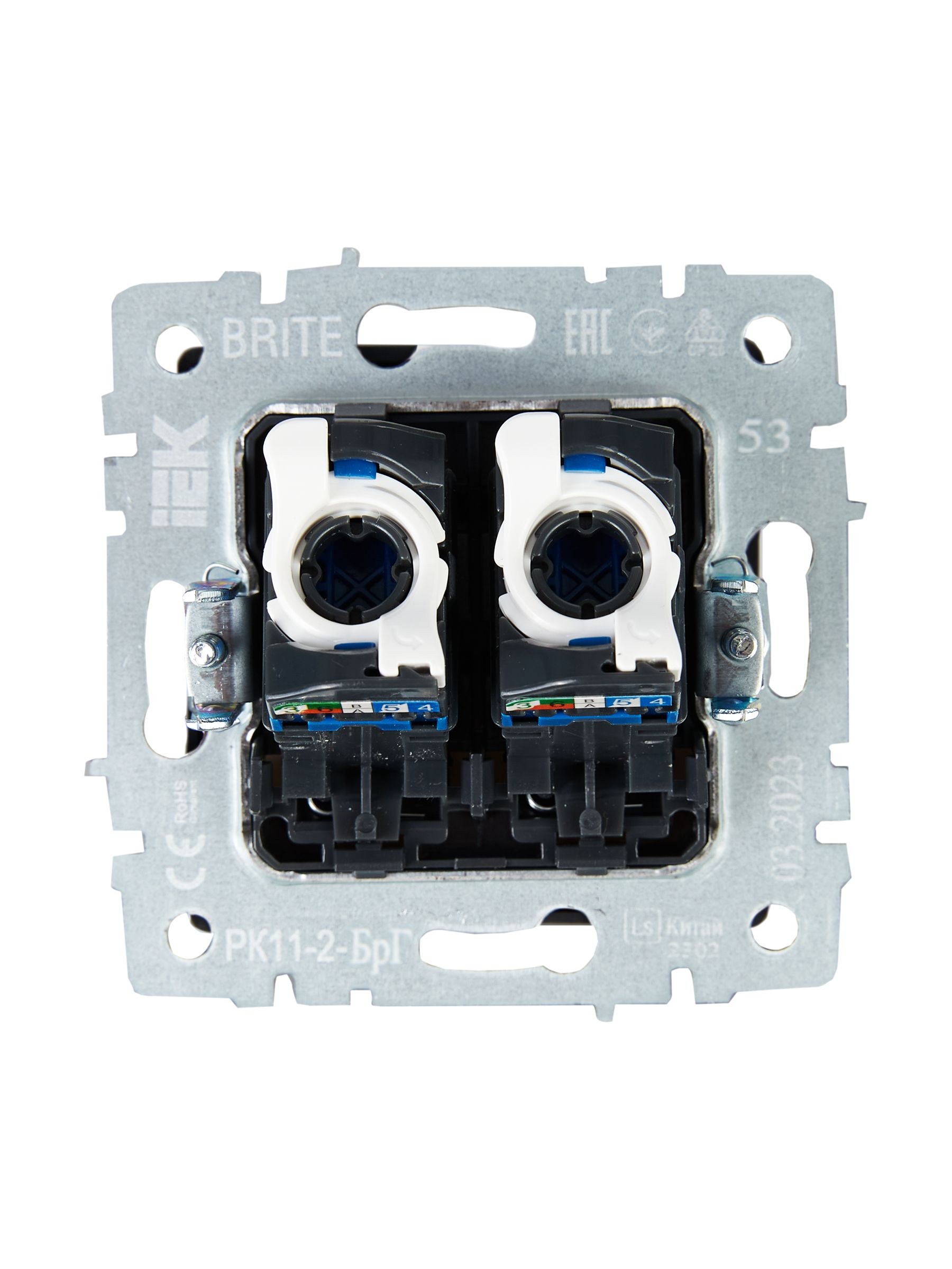 BRITE Розетка компьютерная двойная RJ45 кат.6 РК11-2-БрГ графит IEK — фото