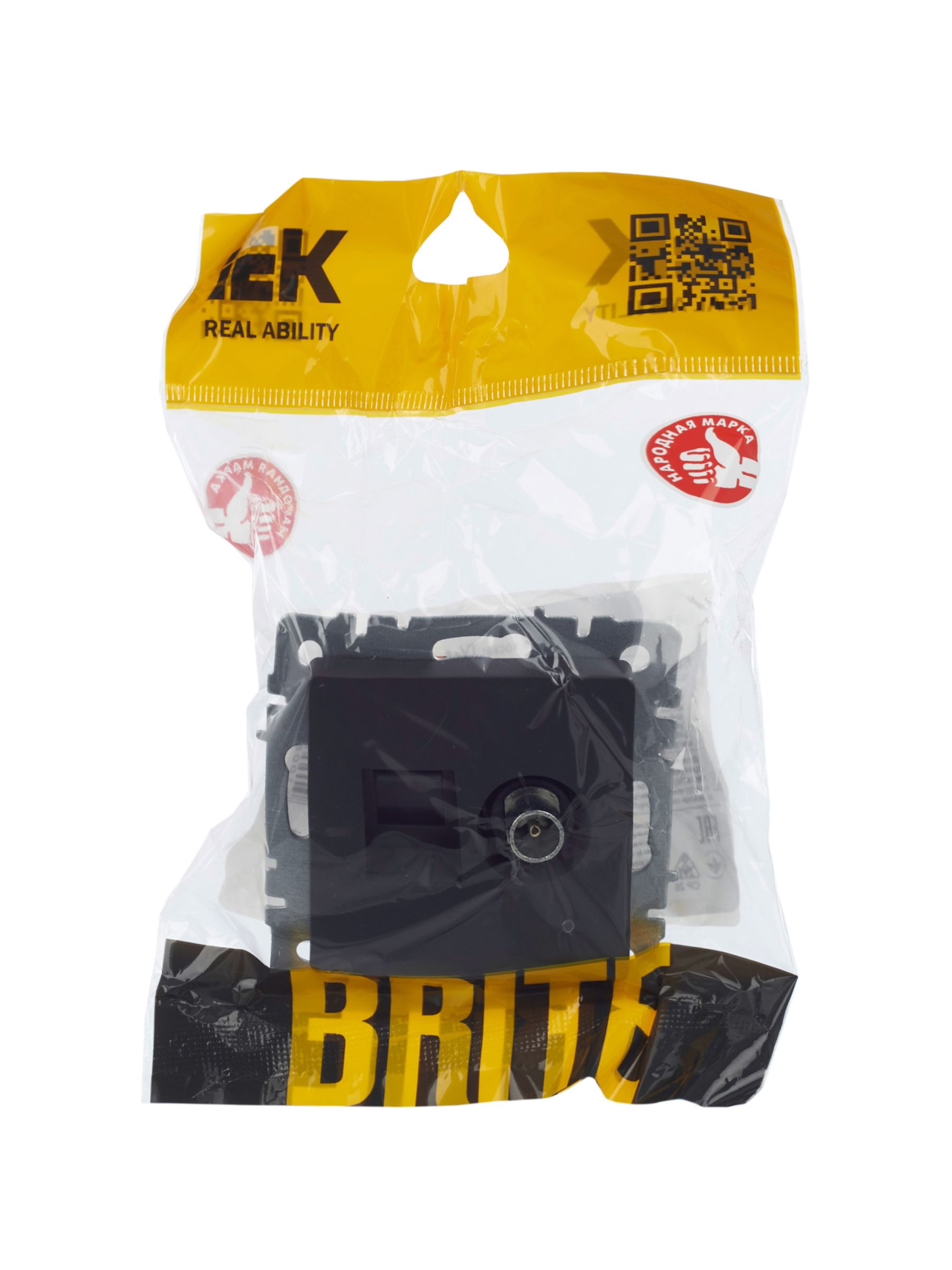 BRITE Розетка двойная TV+RJ45 кат.5E РТВ/РК12-БрГ графит IEK — фото
