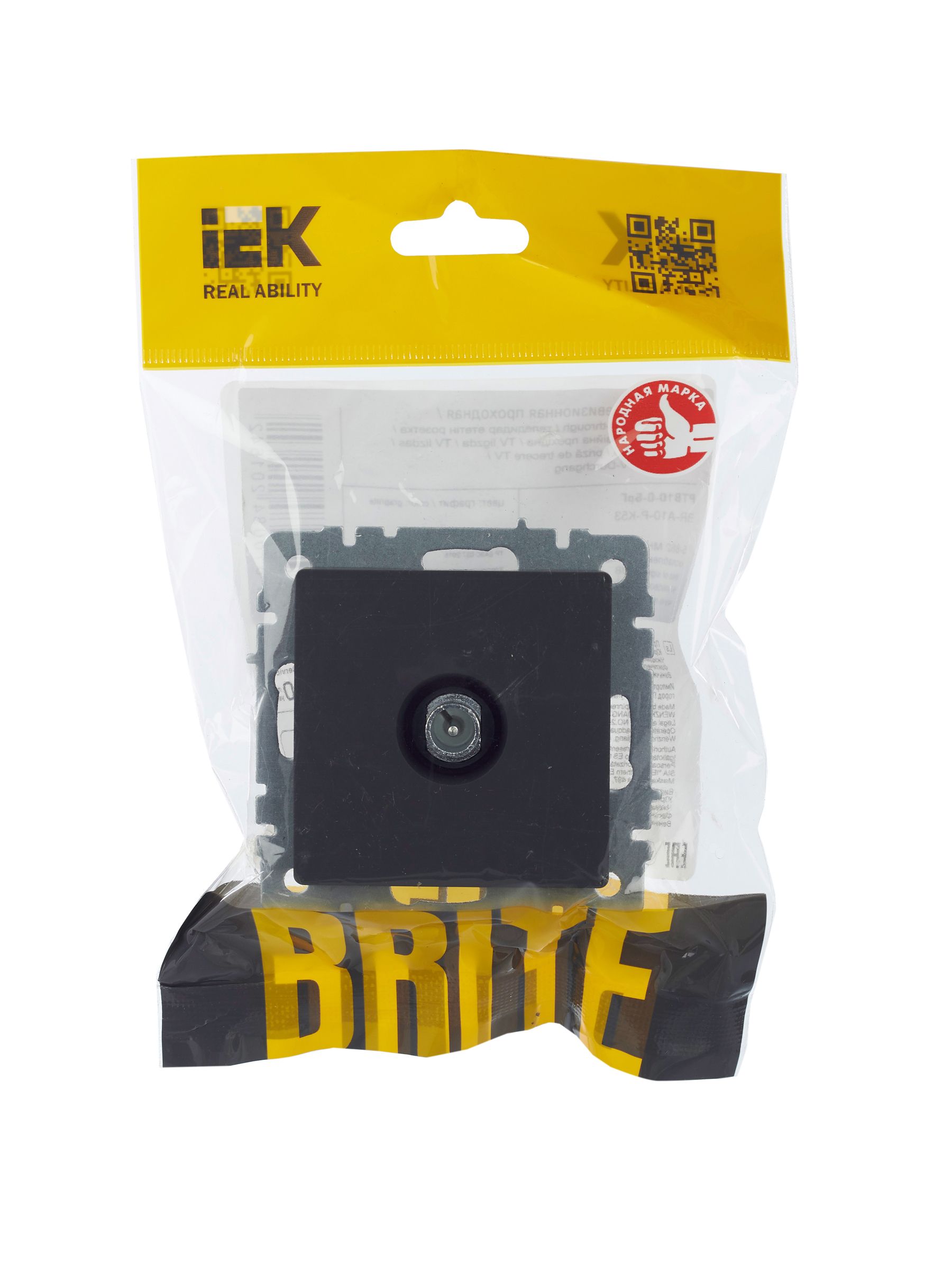 BRITE Розетка TV проходная РТВ10-0-БрГ графит IEK — фото