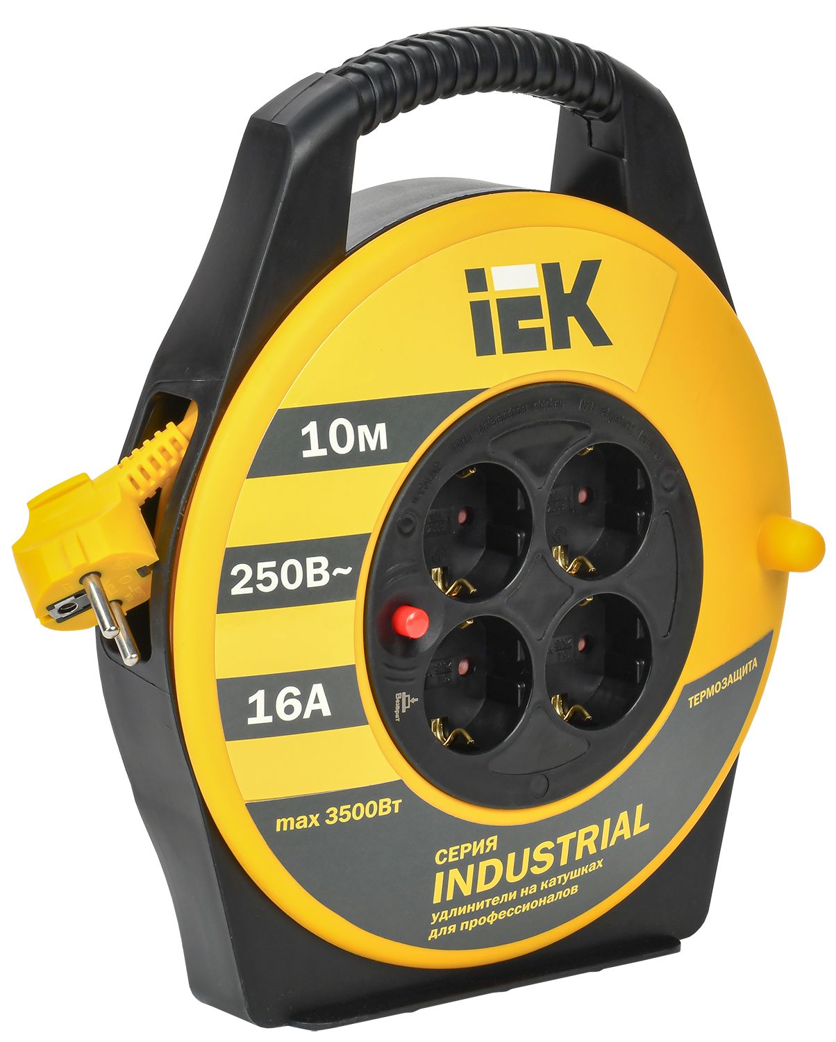 INDUSTRIAL Катушка УК10 4 места с заземлением с термозащитой 3х1,5мм2 10м IEK