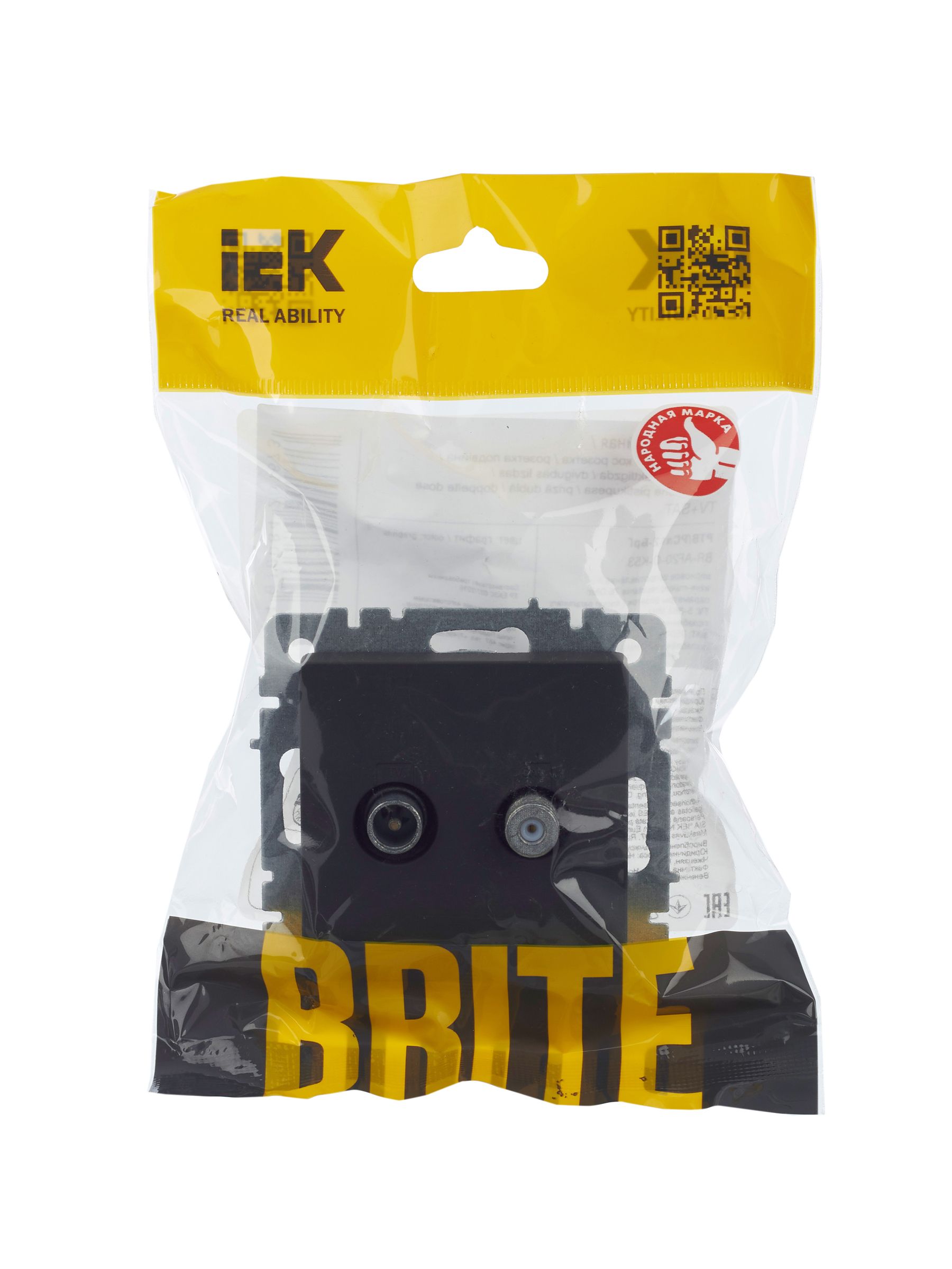 BRITE Розетка двойная TV+SAT РТВ/РСп12-БрГ графит IEK — фото