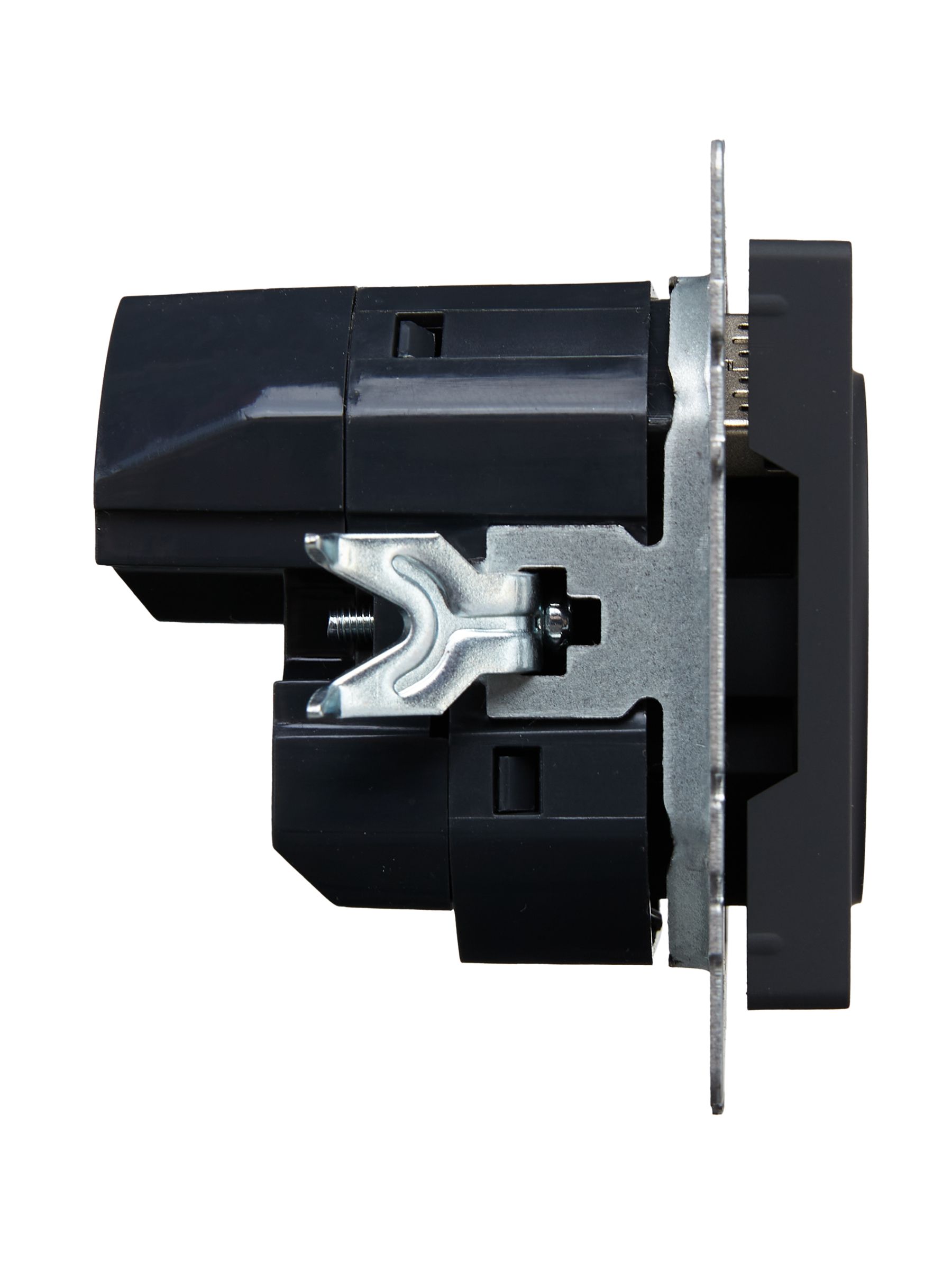 BRITE Розетка 1-местная с заземлением с защитными шторками 16А с USB A+C 18Вт РЮш11-1-БрГ графит IEK — фото