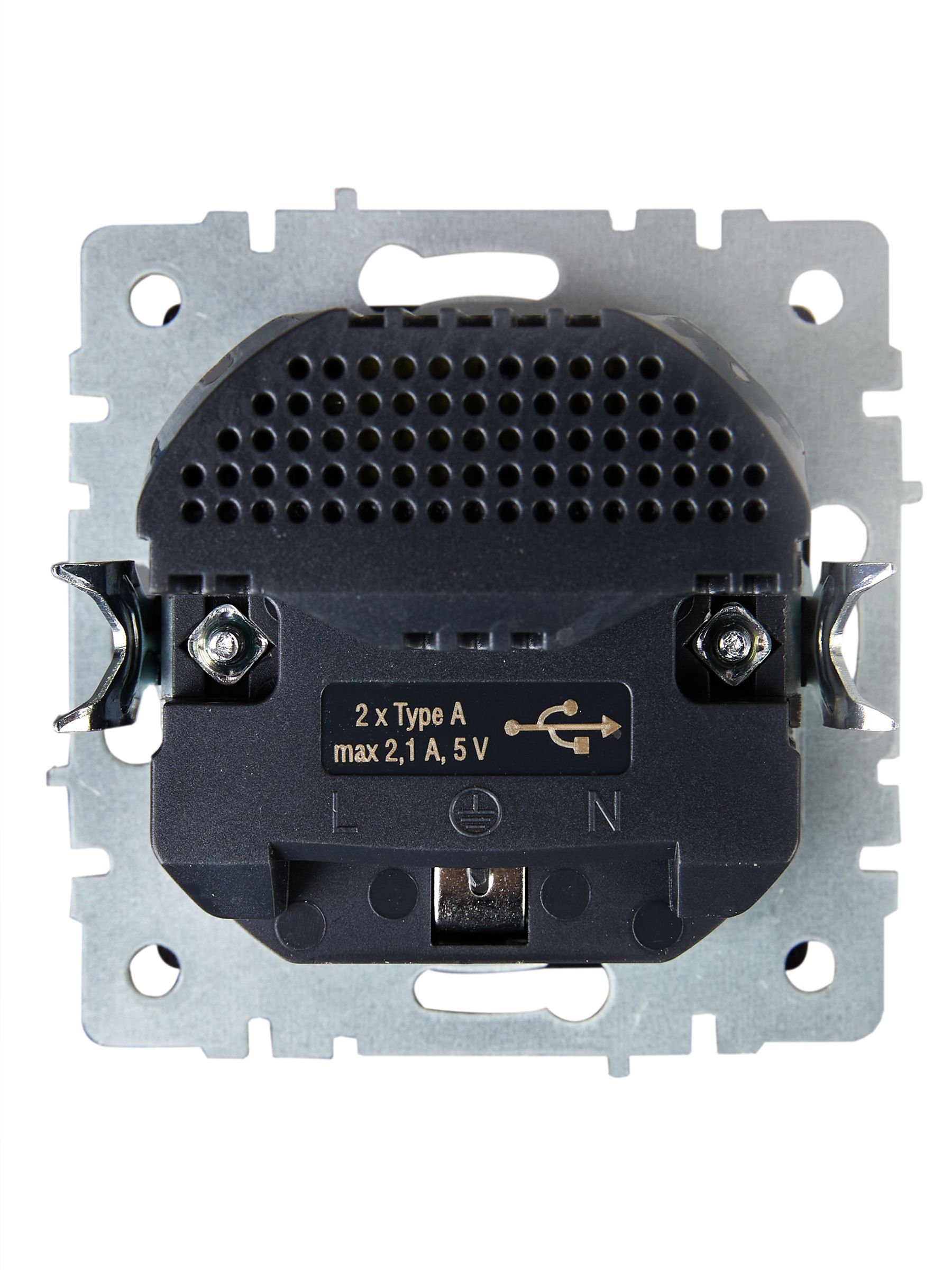 BRITE Розетка 1-местная с заземлением с защитными шторками 16А с USB A+A 5В 2,1А РЮш10-1-БрГ графит IEK — фото