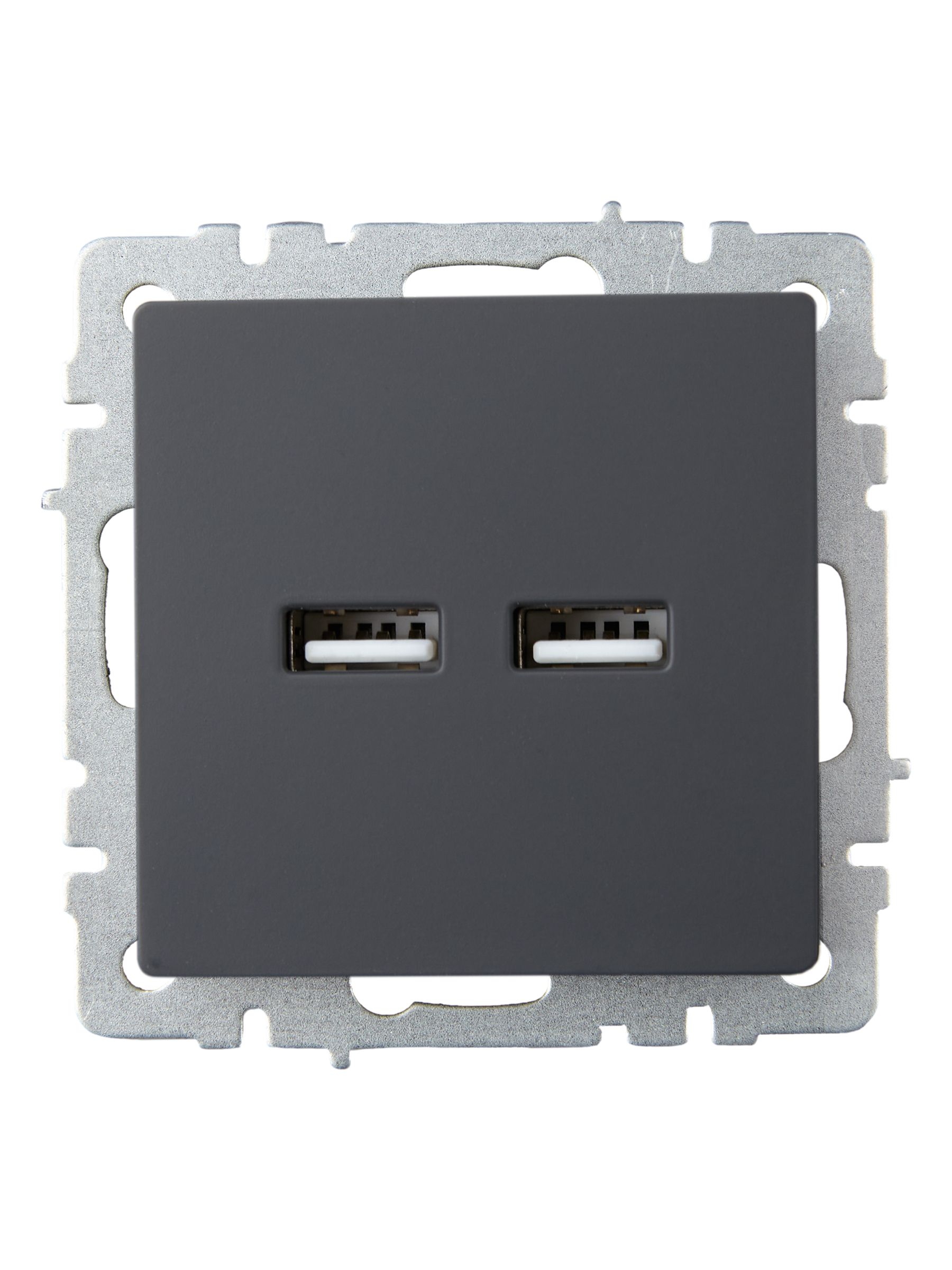 BRITE Розетка USB A+A 5В 3,1А РЮ10-1-БрГ графит IEK — фото