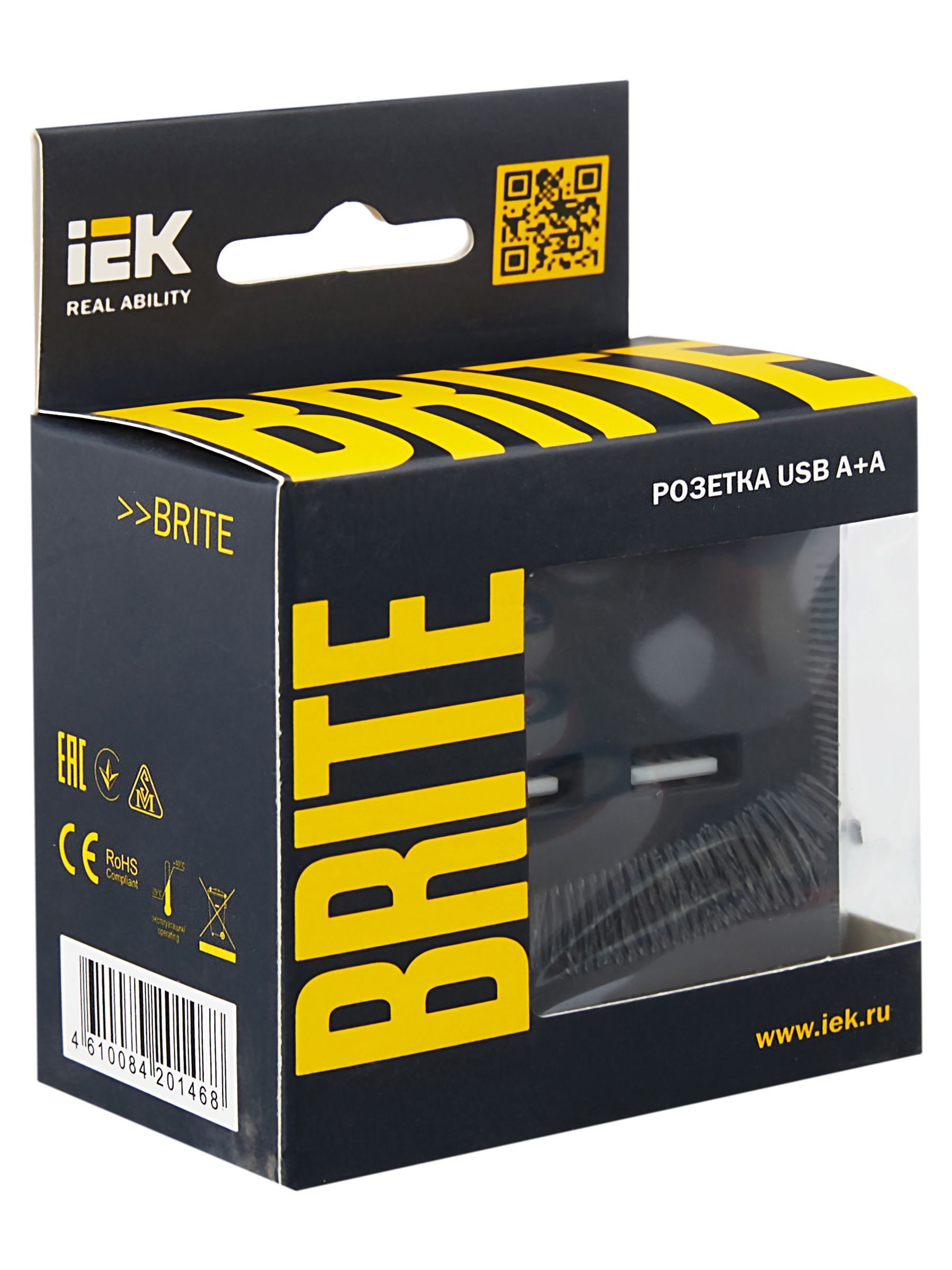 BRITE Розетка USB A+A 5В 3,1А РЮ10-1-БрГ графит IEK — фото