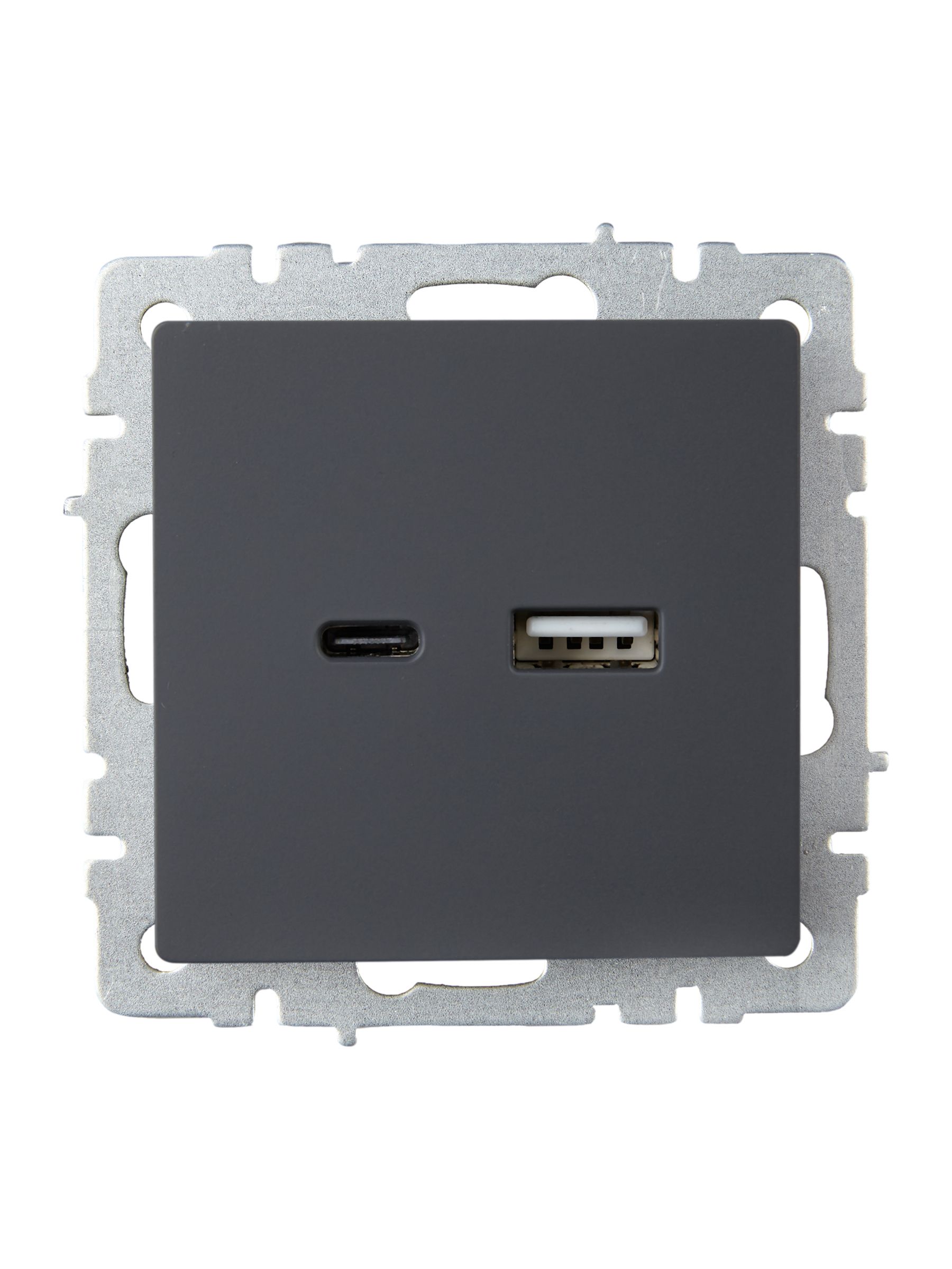 BRITE Розетка USB A+C 18Вт РЮ11-1-БрГ графит IEK — фото