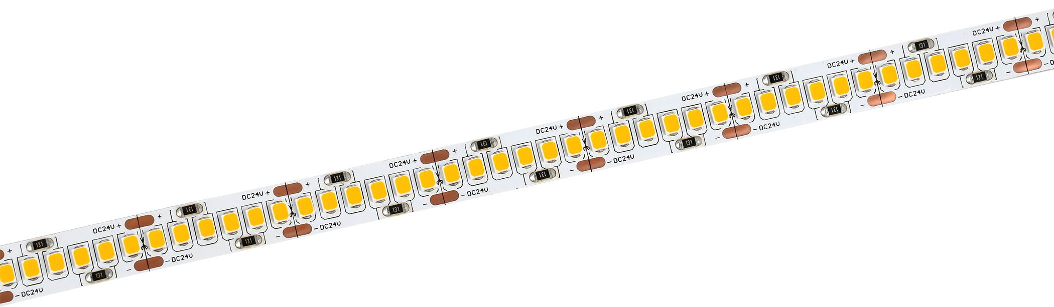 Лента светодиодная 5м SMD2835 240LED/м 22Вт/м IP20 ширина 10мм 24В теплый белый IEK — фото