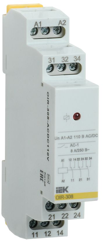Реле промежуточное модульное OIR 3 контакта 8А 110В AC/DC IEK