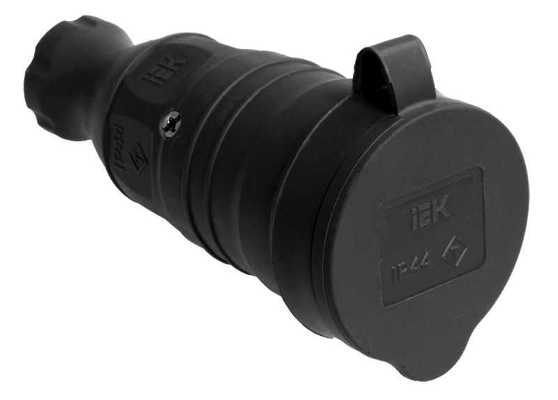 РБп13-1-0м Розетка с защитной крышкой переносная ОМЕГА IP44 каучук IEK