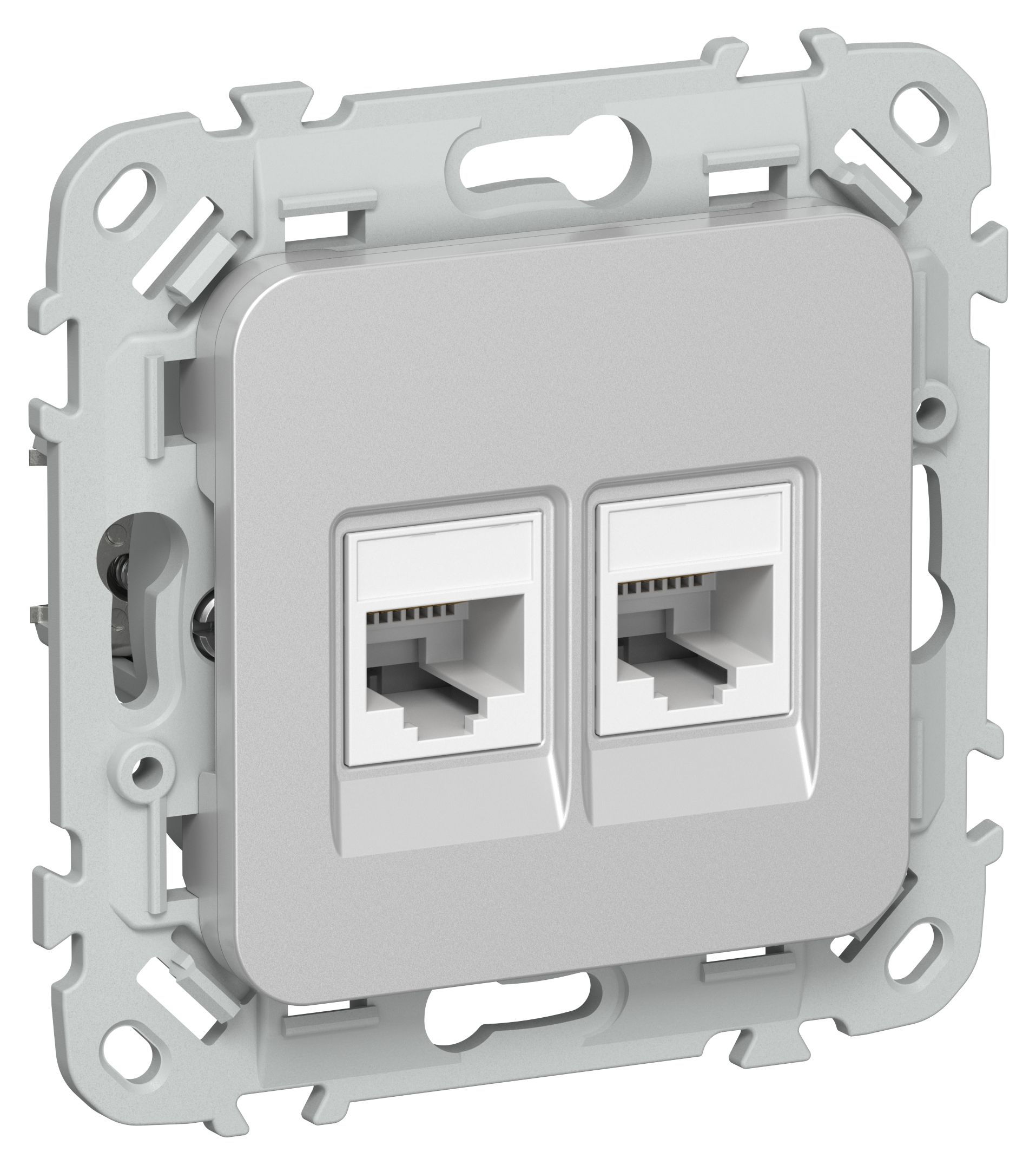 FLITE Розетка 2-местная RJ45/RJ11 категория 5Е/3 UTP РКТ5е/3-2-0-ФлА алюминий IEK