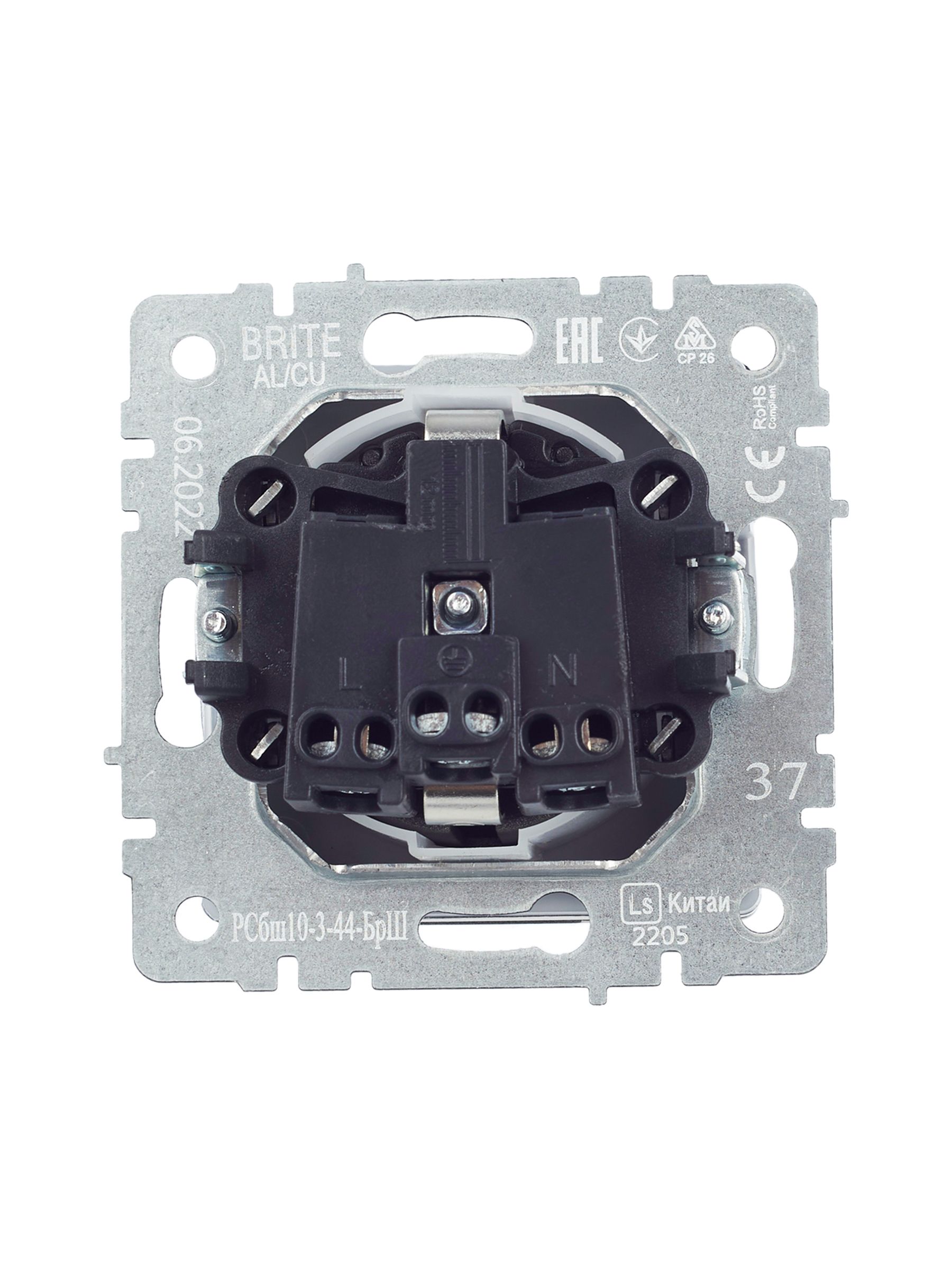 BRITE Розетка 1-местная с заземлением с защитными шторками и крышкой 16А IP44 РСбш10-3-44-БрШ шампань IEK — фото