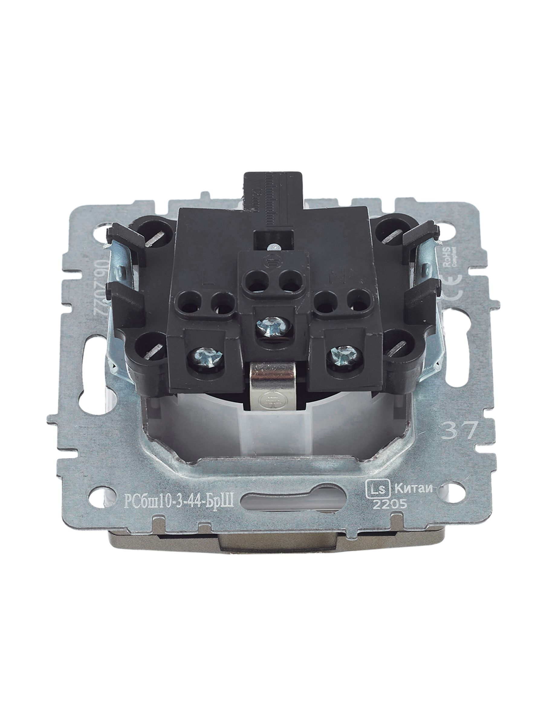 BRITE Розетка 1-местная с заземлением с защитными шторками и крышкой 16А IP44 РСбш10-3-44-БрШ шампань IEK — фото