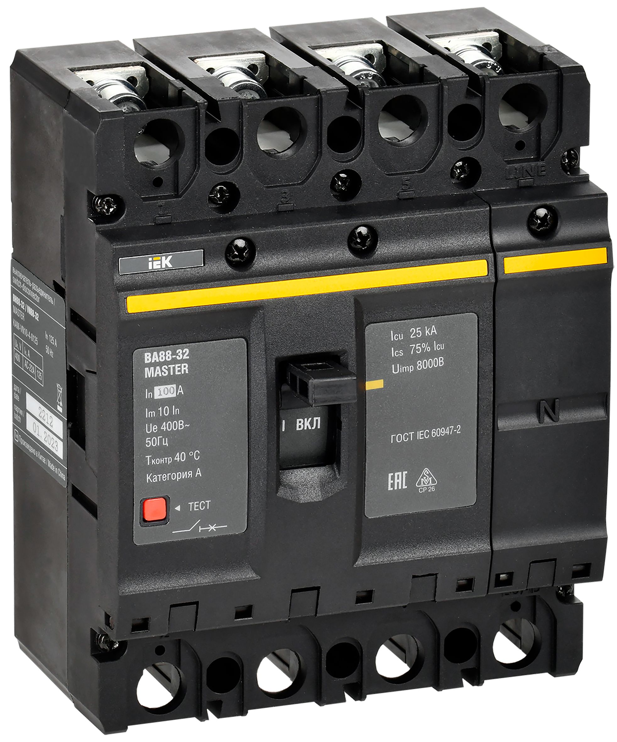 Выключатель автоматический ВА88-32 4P 100А 25кА MASTER IEK