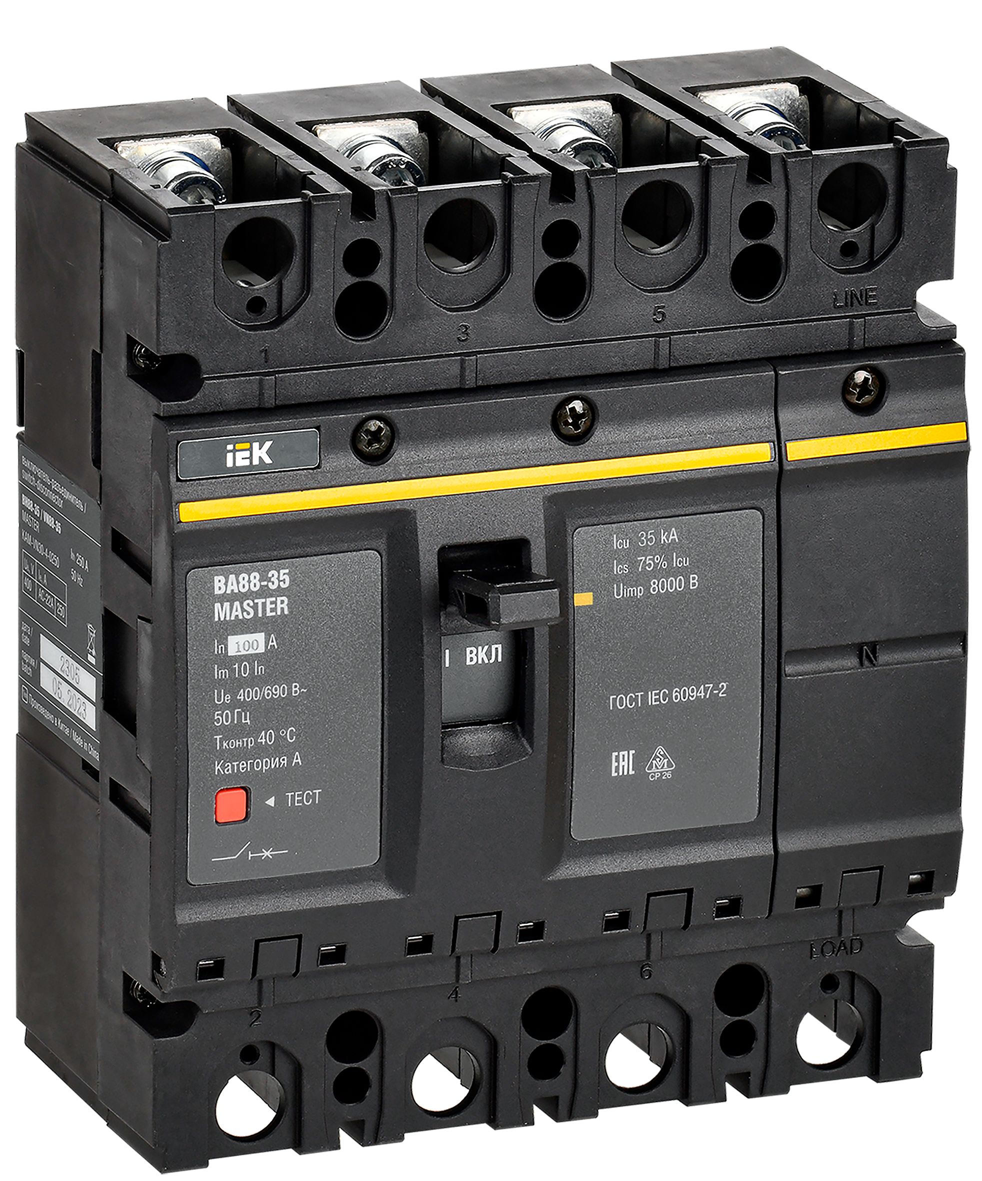 Выключатель автоматический ВА88-35 4P 100А 35кА MASTER IEK