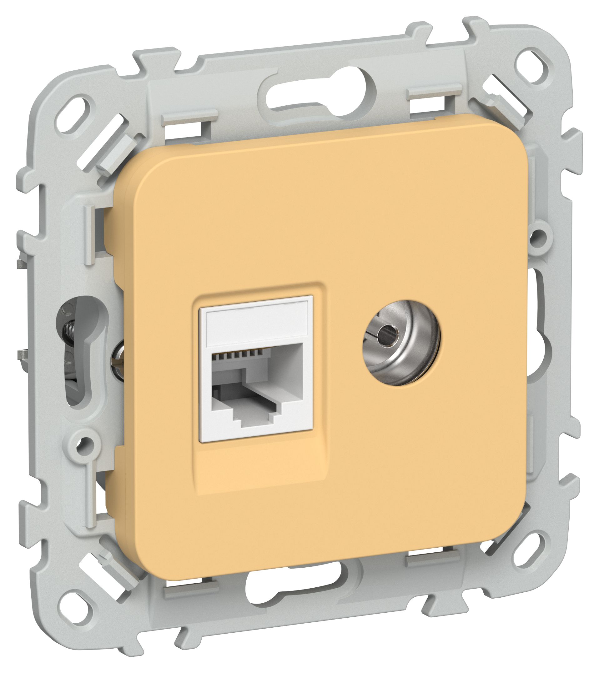 FLITE Розетка 2-местная RJ45/TV категория 5Е UTP РКТВ5е-2-0-ФлЗ золотарник IEK