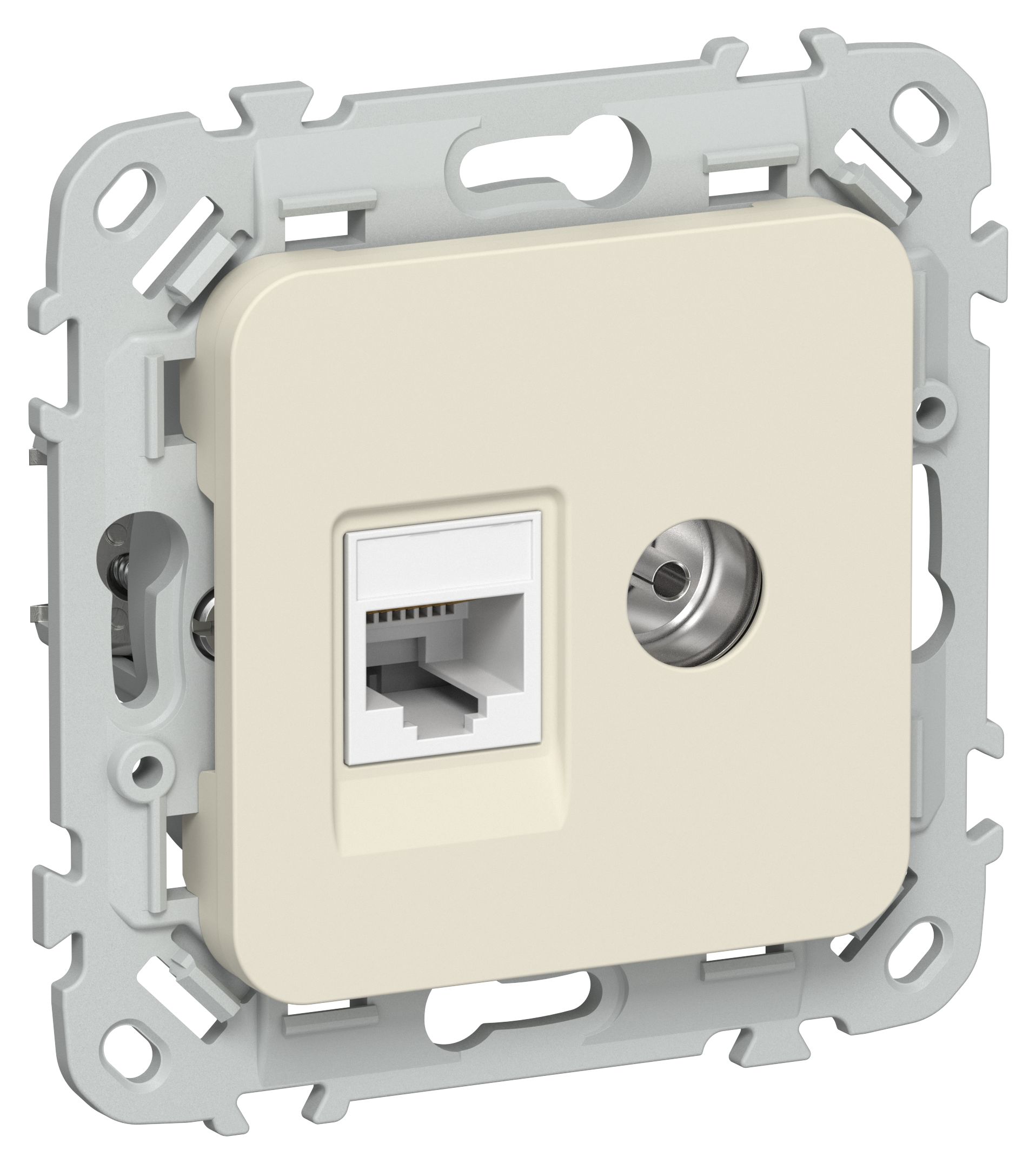 FLITE Розетка 2-местная RJ45/TV категория 5Е UTP РКТВ5е-2-0-ФлСл сливочный IEK — фото