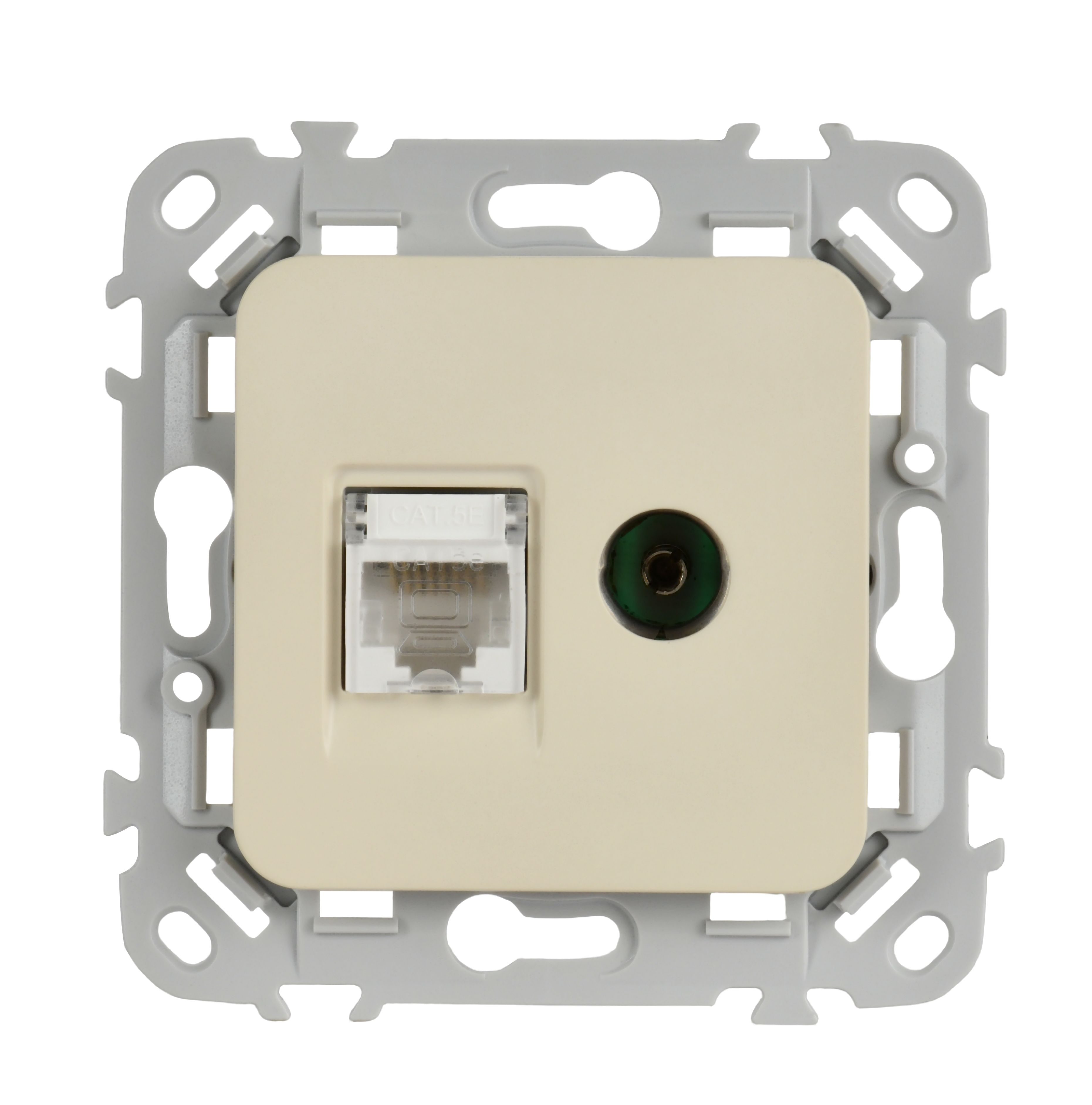 FLITE Розетка 2-местная RJ45/TV категория 5Е UTP РКТВ5е-2-0-ФлСл сливочный IEK — фото