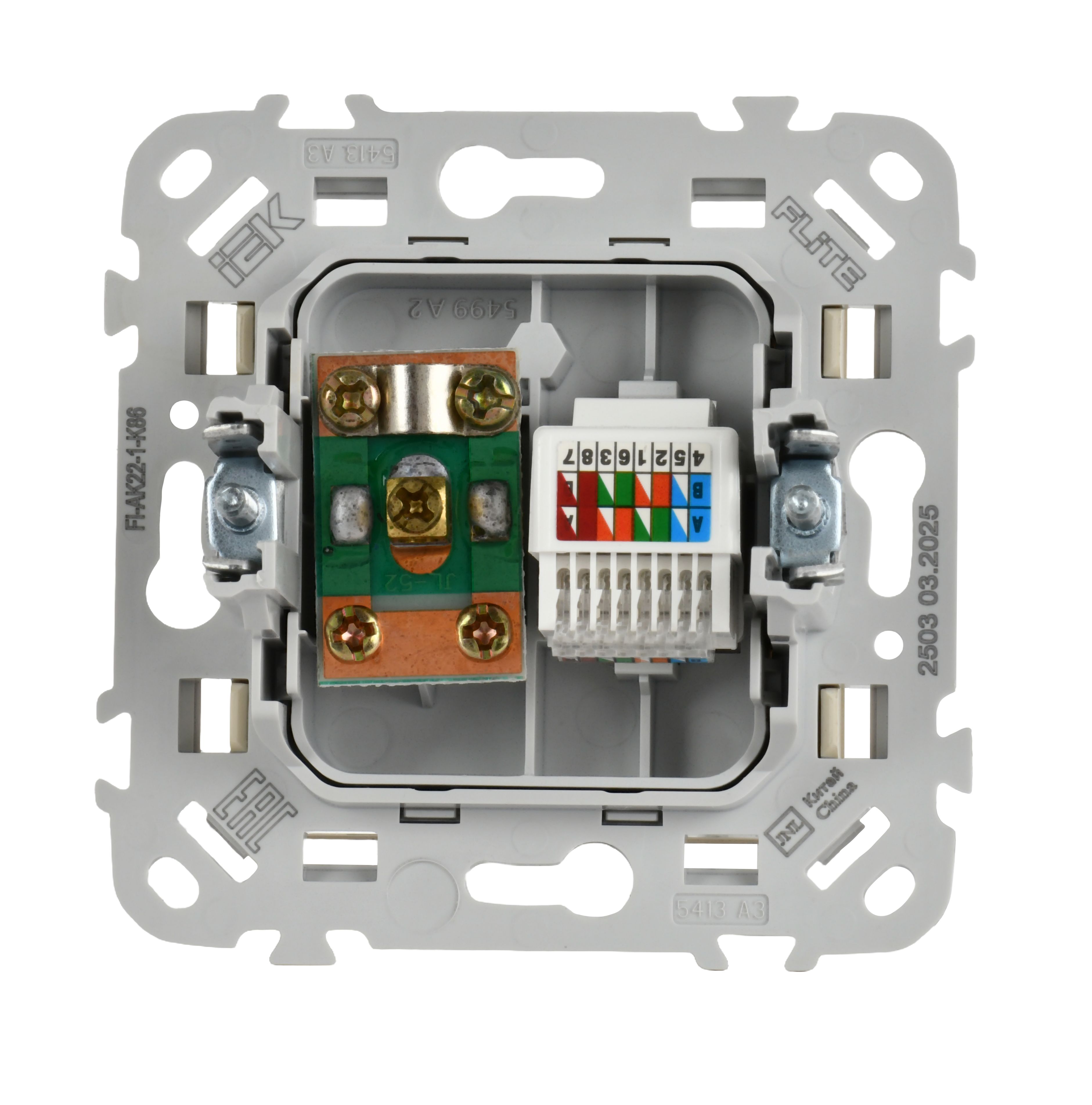 FLITE Розетка 2-местная RJ45/TV категория 5Е UTP РКТВ5е-2-0-ФлСл сливочный IEK — фото