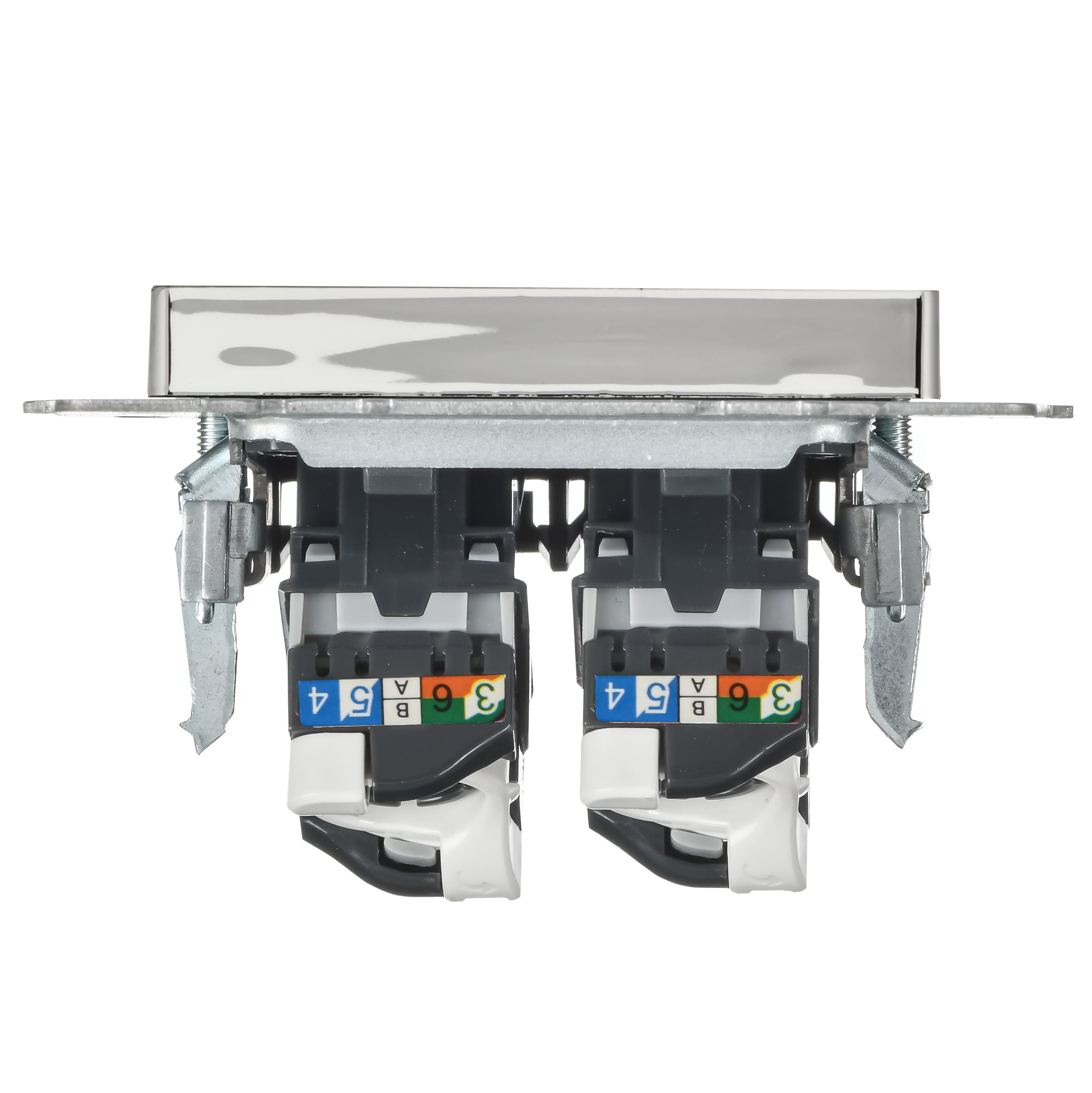 BRITE Розетка компьютерная двойная RJ45 кат.6 РК11-2-БрГН металл хром/никель IEK — фото