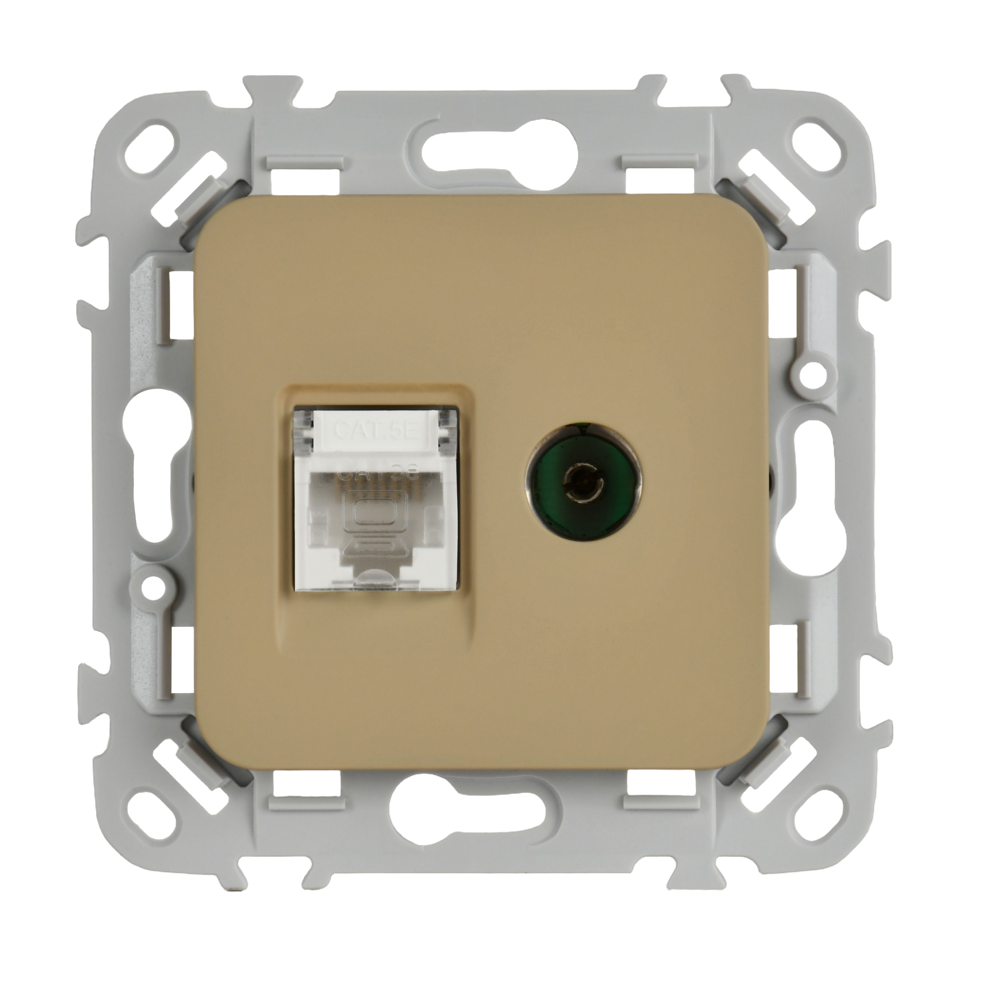 FLITE Розетка 2-местная RJ45/TV категория 5Е UTP РКТВ5е-2-0-ФлХ хаки IEK — фото