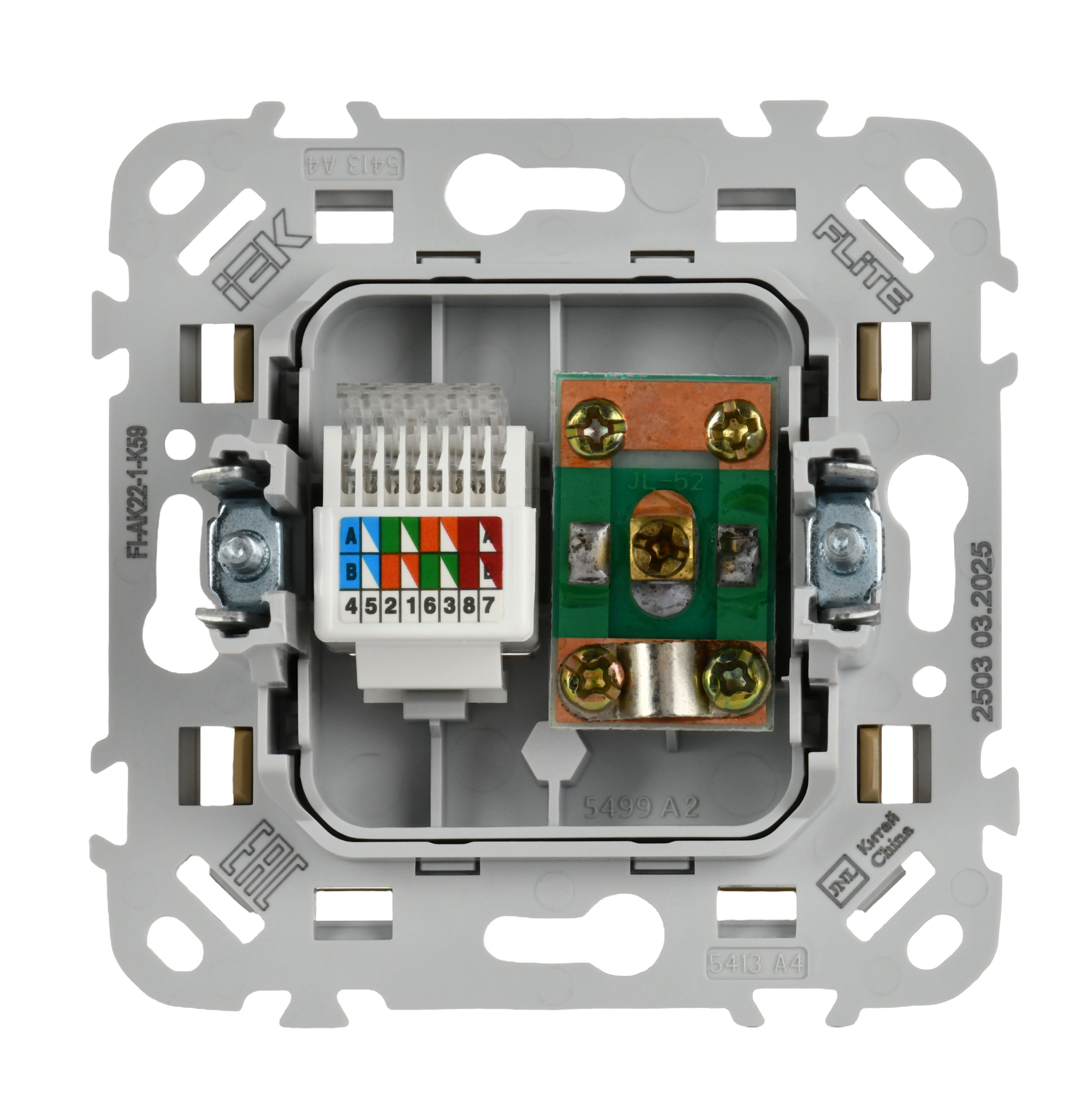 FLITE Розетка 2-местная RJ45/TV категория 5Е UTP РКТВ5е-2-0-ФлХ хаки IEK — фото