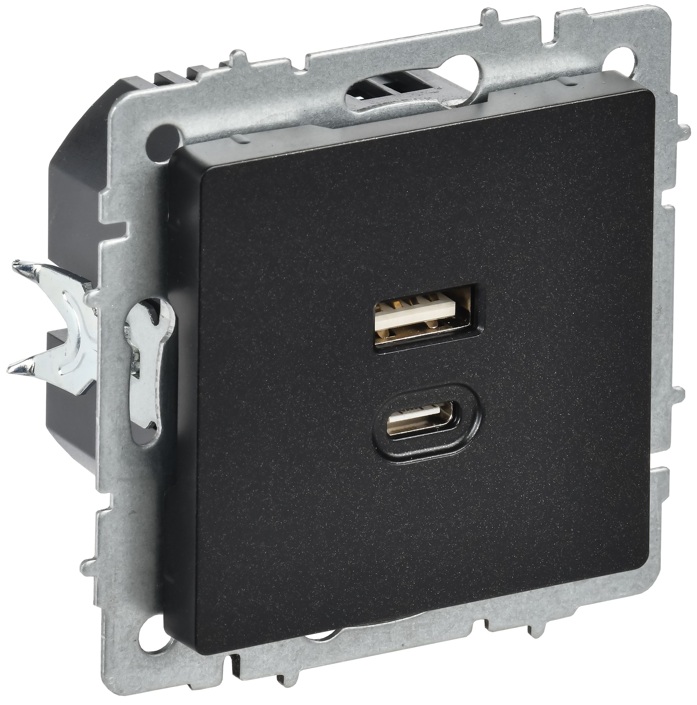 BRITE Розетка USB A+C 45Вт высокоскоростная зарядка РЮ11-2-БрЧ черный IEK — фото