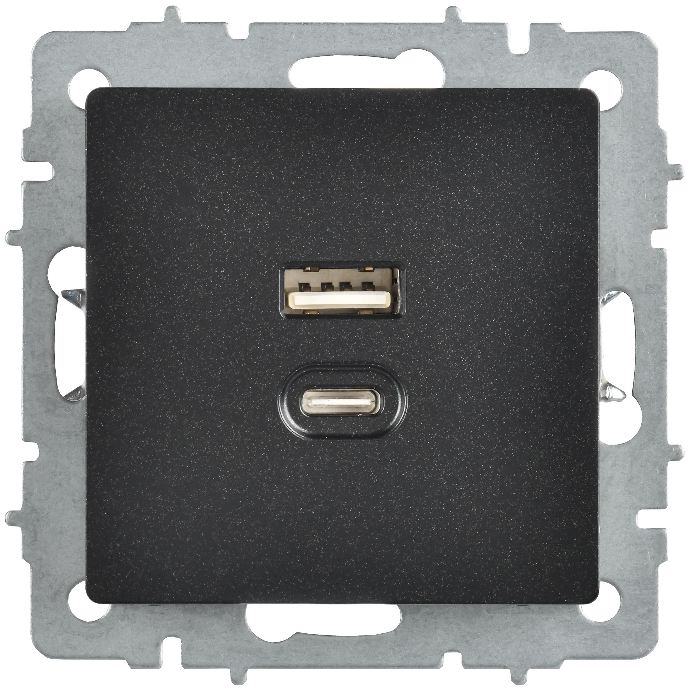 BRITE Розетка USB A+C 45Вт высокоскоростная зарядка РЮ11-2-БрЧ черный IEK — фото