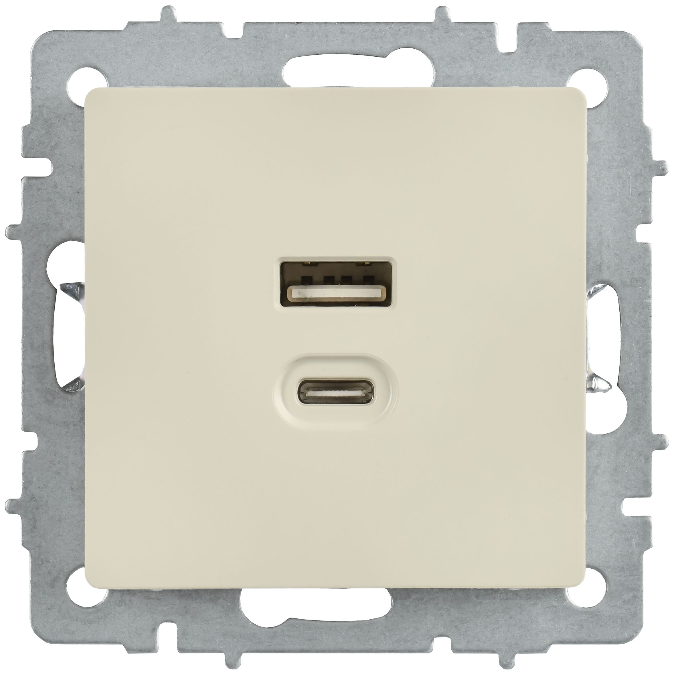BRITE Розетка USB A+C 45Вт высокоскоростная зарядка РЮ11-2-БрКр бежевый IEK — фото