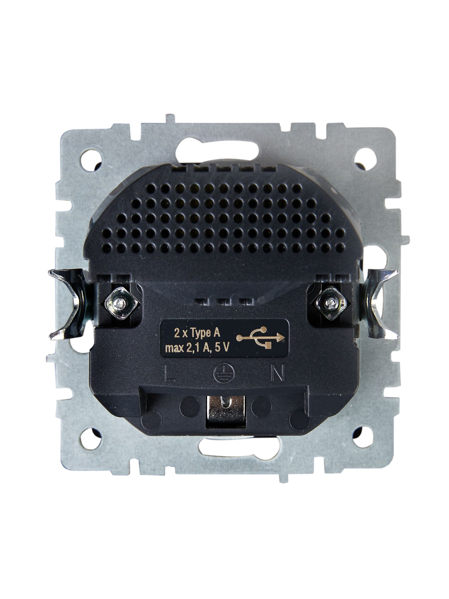 BRITE Розетка 1-местная с заземлением с защитными шторками 16А с USB A+A 5В 2,1А РЮш10-1-БрШ шампань IEK — фото