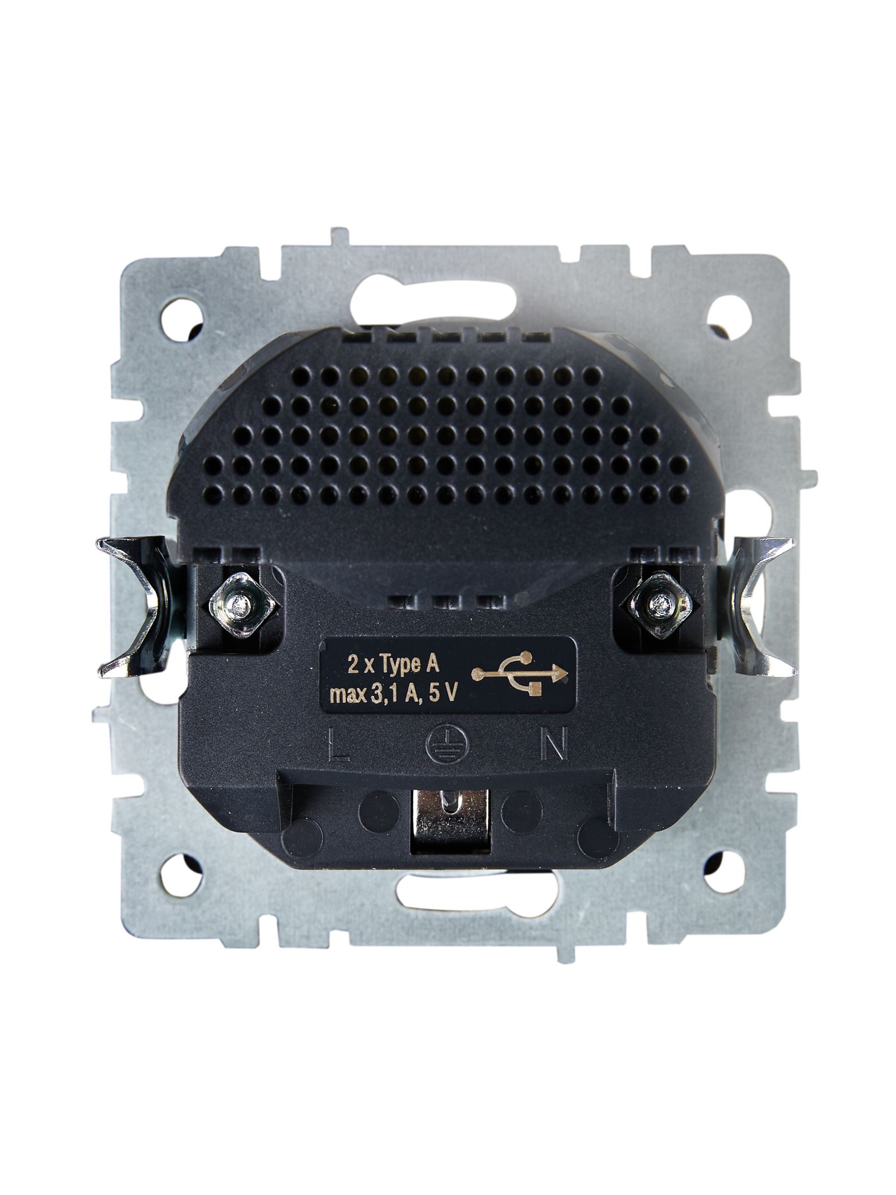 BRITE Розетка 1-местная с заземлением с защитными шторками 16А с USB A+A 5В 3,1А РЮш10-2-БрШ шампань IEK — фото