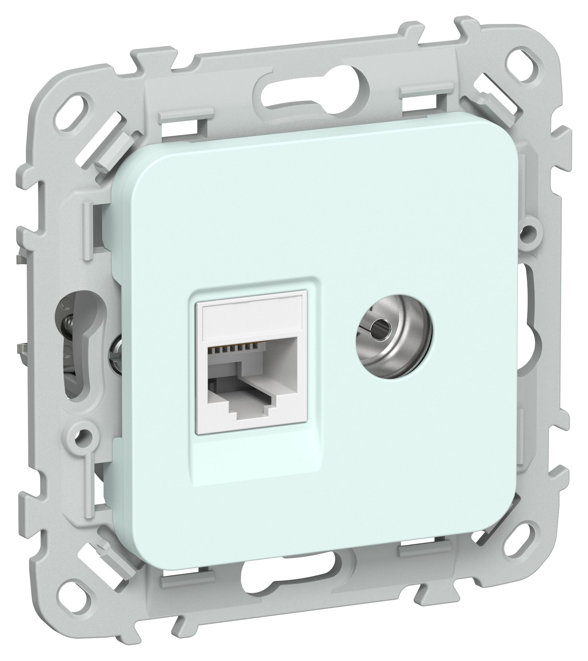 FLITE Розетка 2-местная RJ45/TV категория 5Е UTP РКТВ5е-2-0-ФлХЛ холодный лед IEK