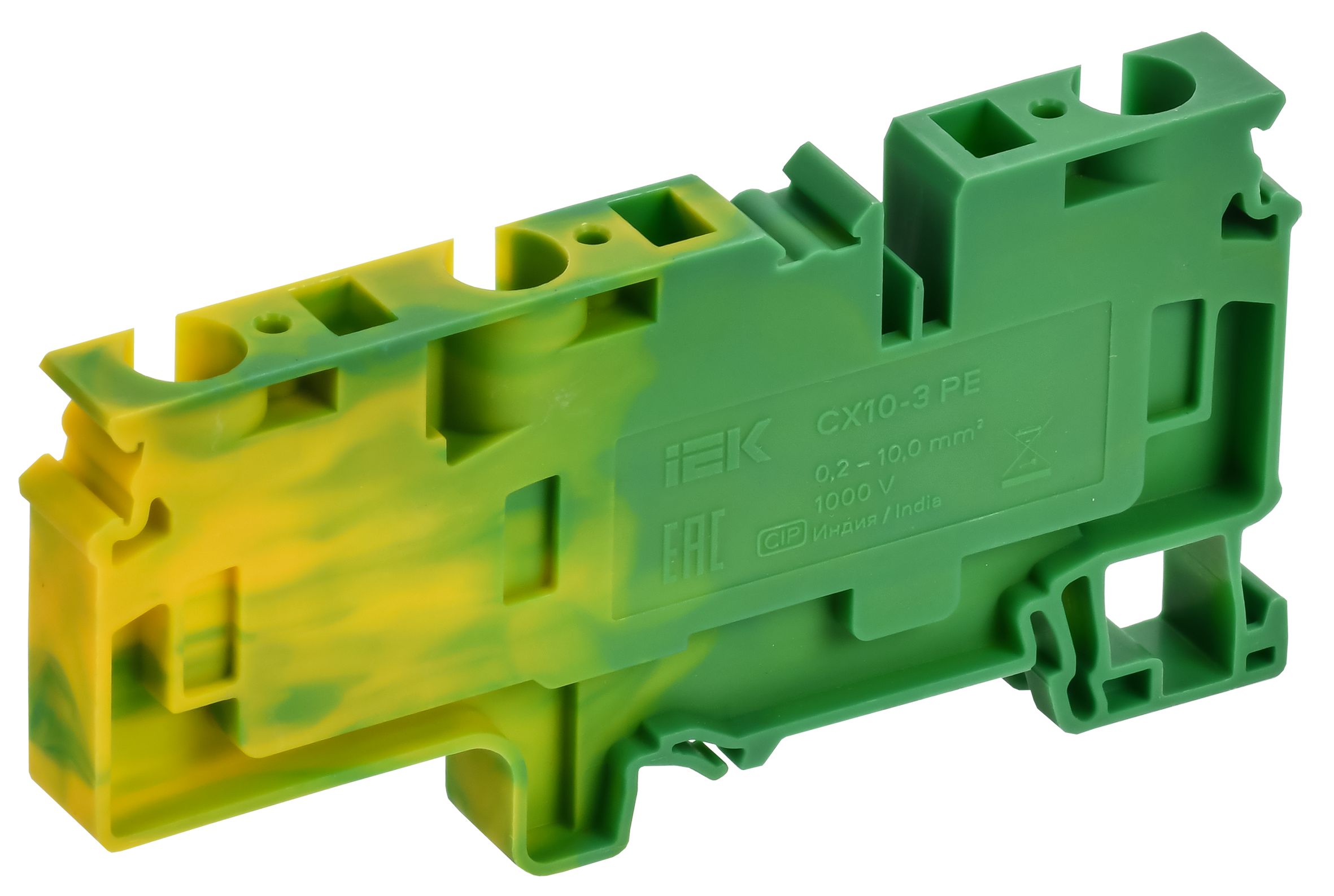 ARMAFIX Клемма пружинная CX10-3 PE 10мм2 трехконтактная заземляющая IEK — фото