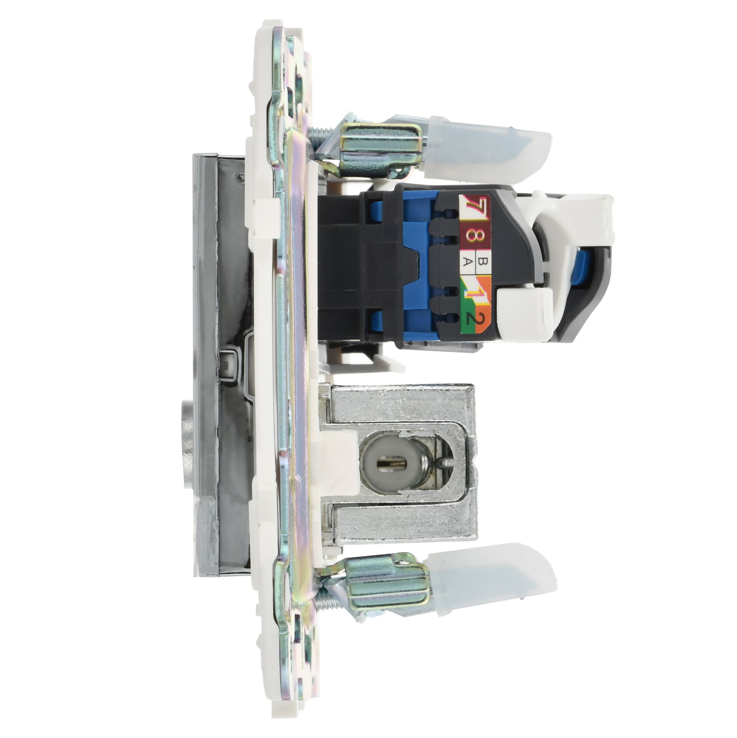 SKANDY Розетка двойная TV+RJ45 кат.6 SK-A15N металл никель IEK — фото