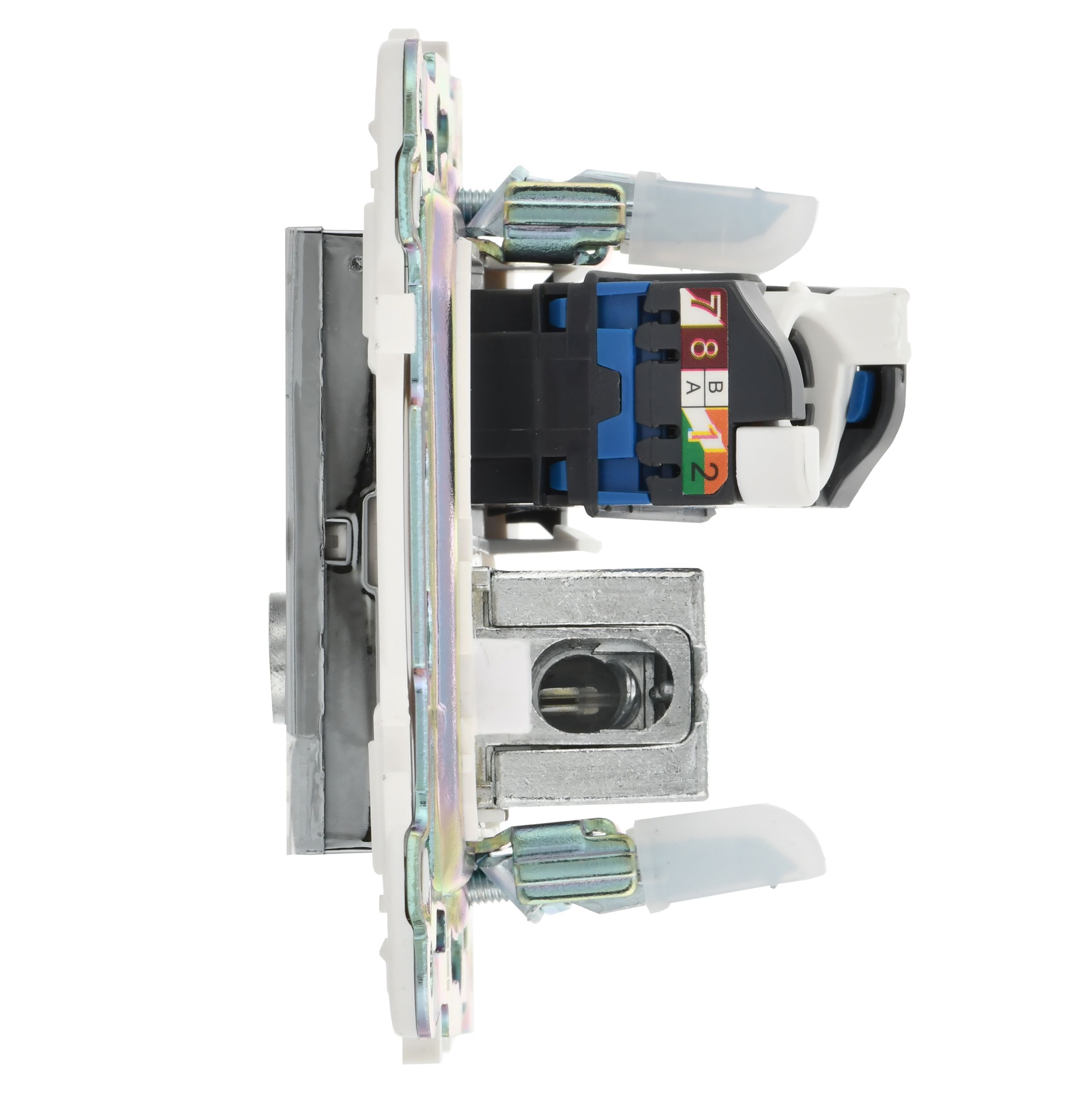 SKANDY Розетка двойная TV+RJ45 кат.5E SK-A14N металл никель IEK — фото