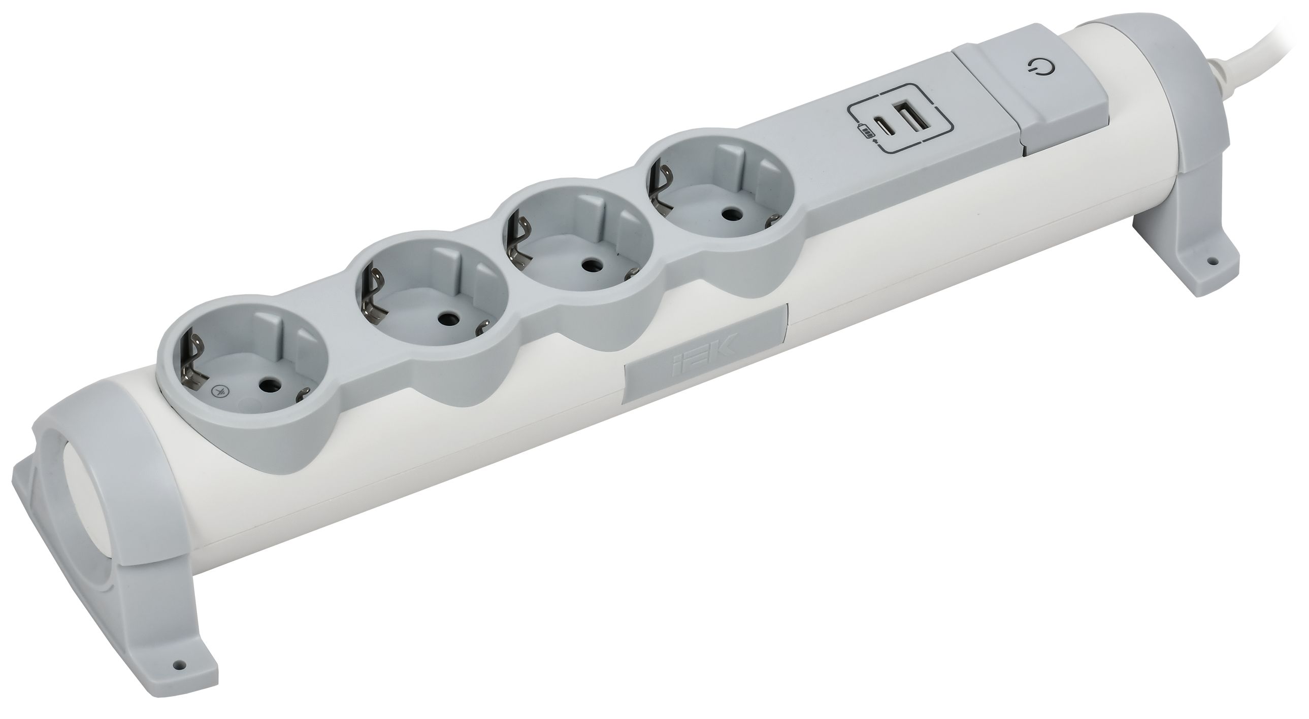 COMFORT Удлинитель У04К 4 места 2P+PE 3м 3х1,5мм2 16А USB A+C 20Вт белый IEK — фото