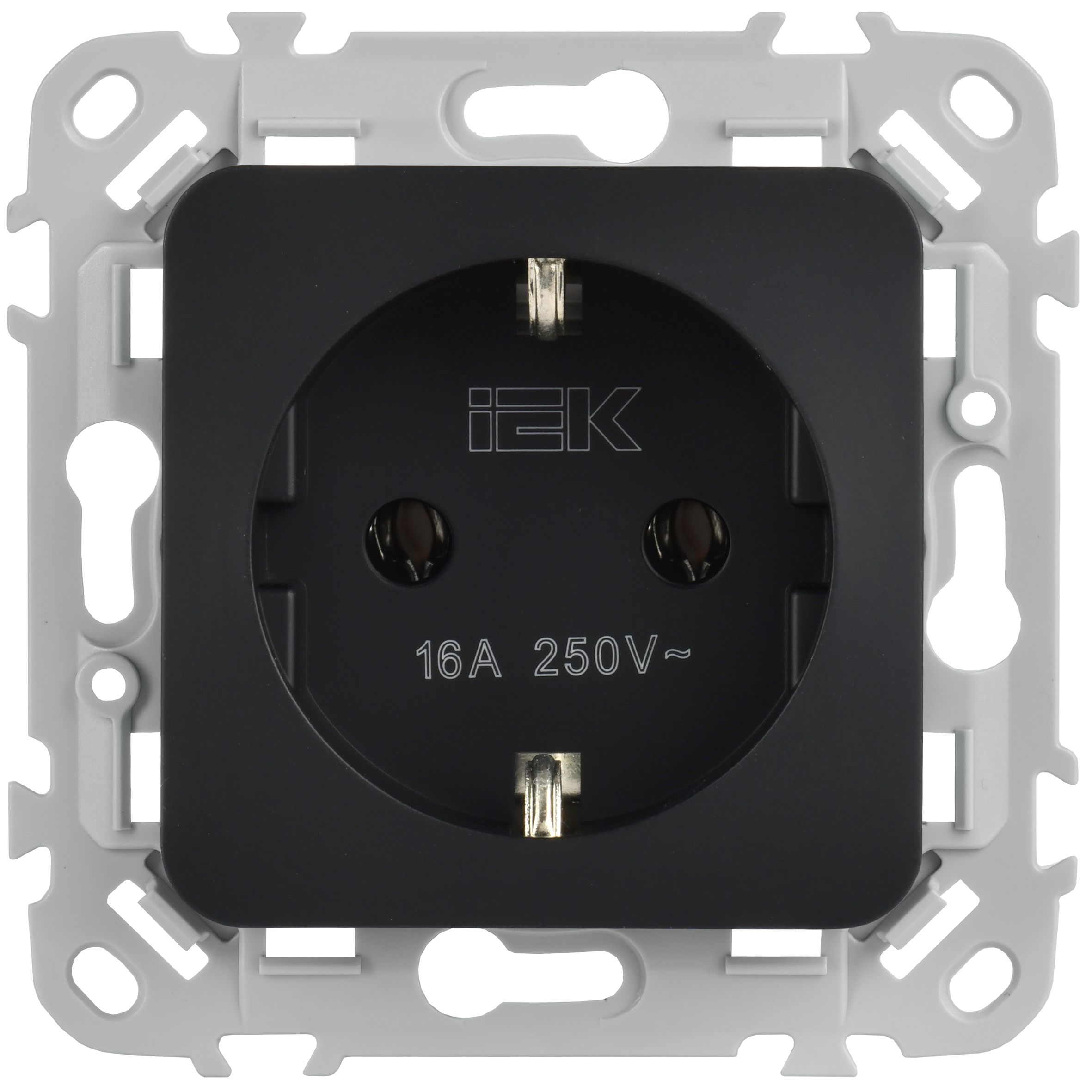 FLITE Розетка с заземлением без защитных шторок 16А РС11-0-ФлЧ черный IEK — фото