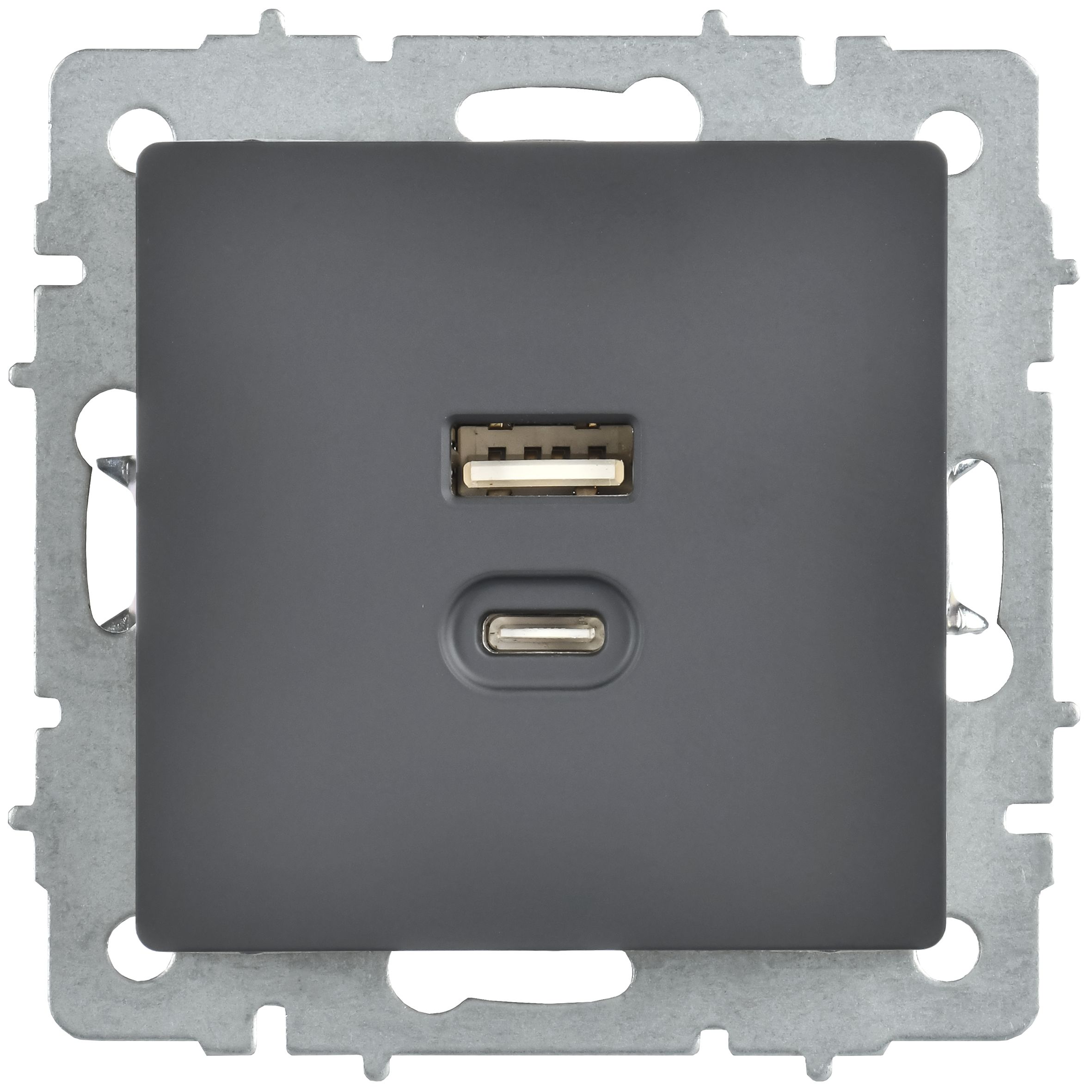BRITE Розетка USB A+C 45Вт высокоскоростная зарядка РЮ11-2-БрГ графит IEK — фото