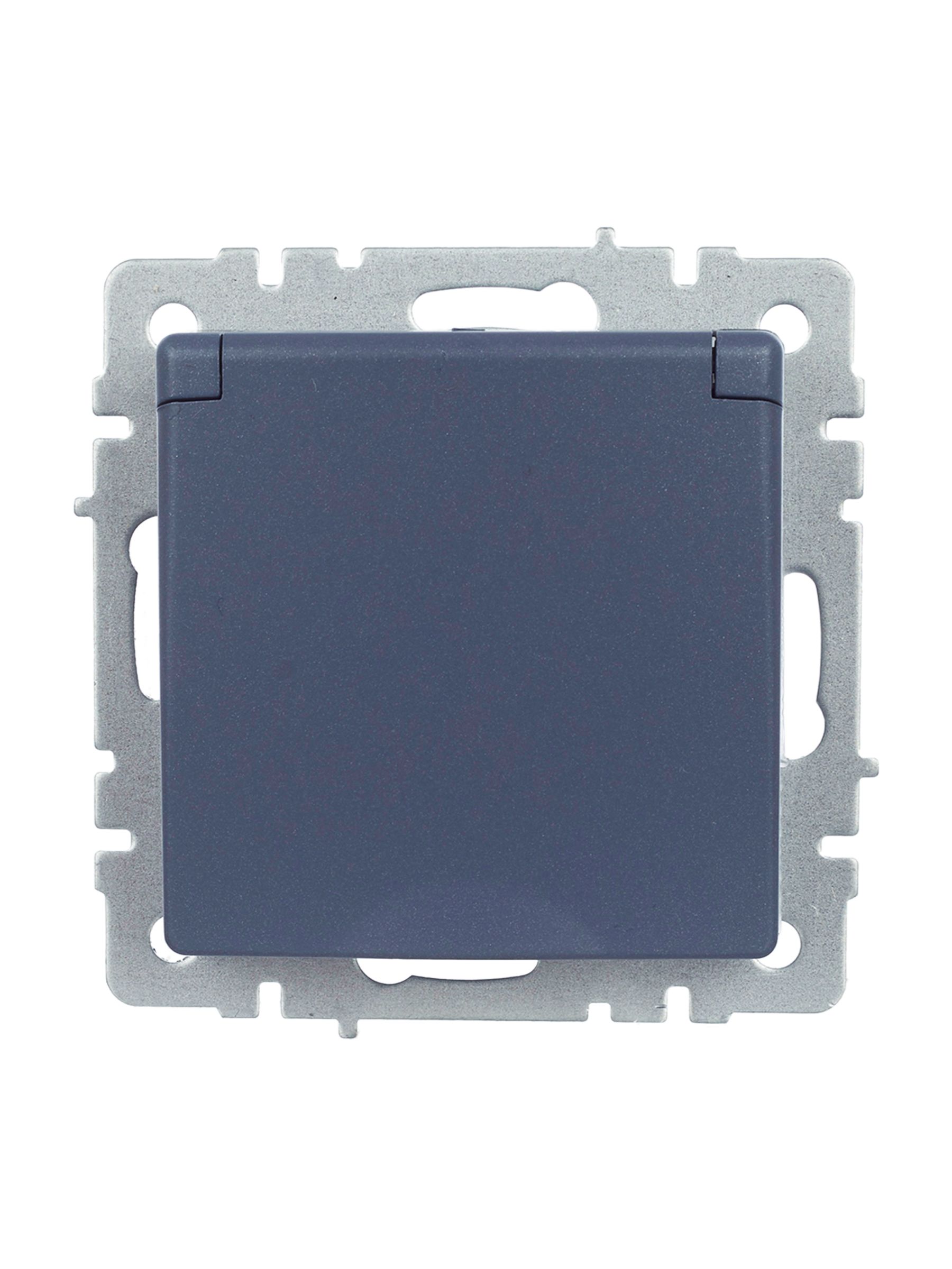BRITE Розетка 1-местная с заземлением с защитными шторками и крышкой 16А IP44 РСбш10-3-44-БрМ маренго IEK — фото