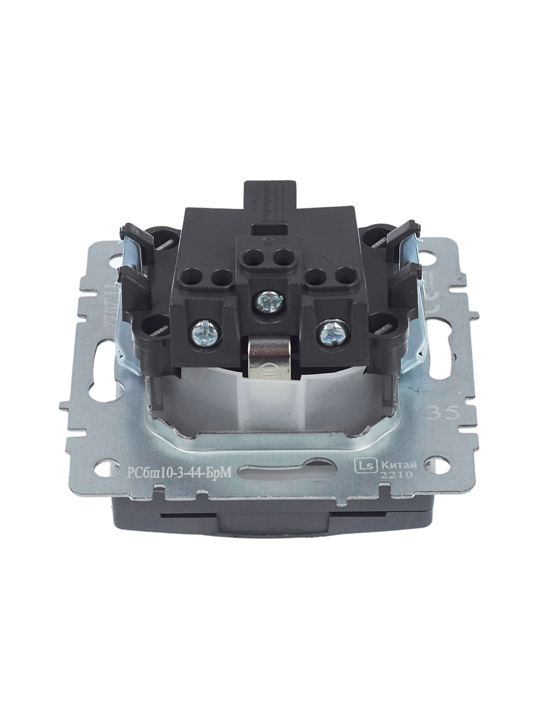 BRITE Розетка 1-местная с заземлением с защитными шторками и крышкой 16А IP44 РСбш10-3-44-БрМ маренго IEK — фото