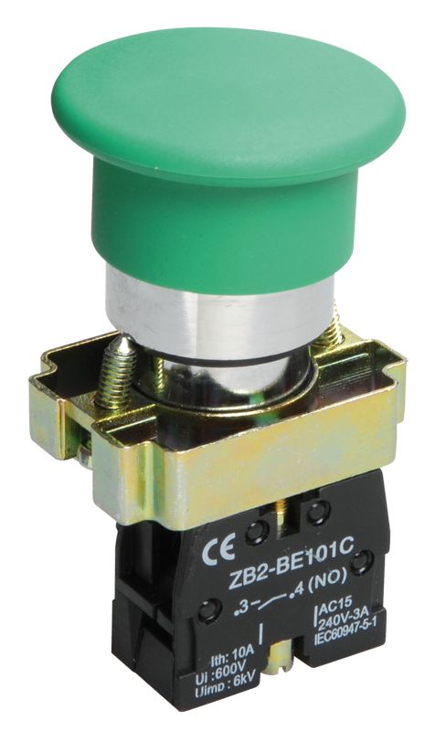 Кнопка управления LAY5-BC31"Грибок" без подсветки зеленая 1NO IEK
