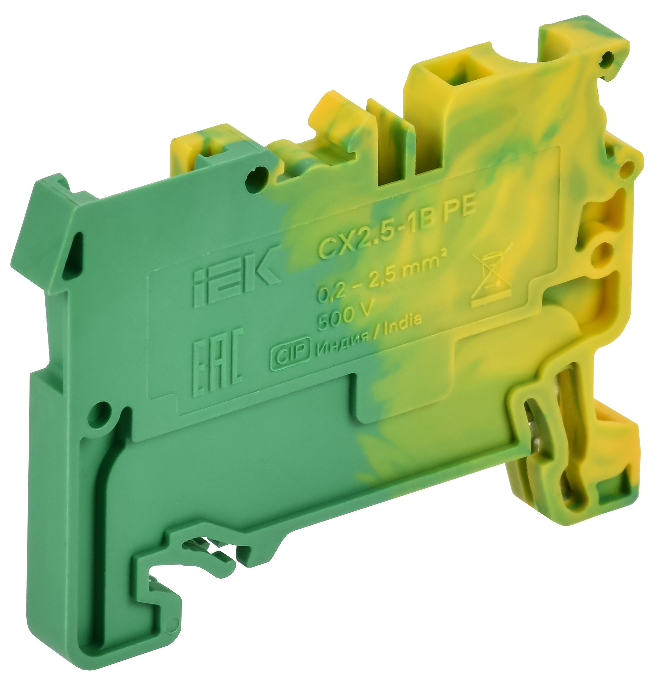 ARMAFIX Клемма пружинная CX2.5-1B PE 2,5мм2 разъемная (1 зажим 1 разъем) заземляющая IEK — фото