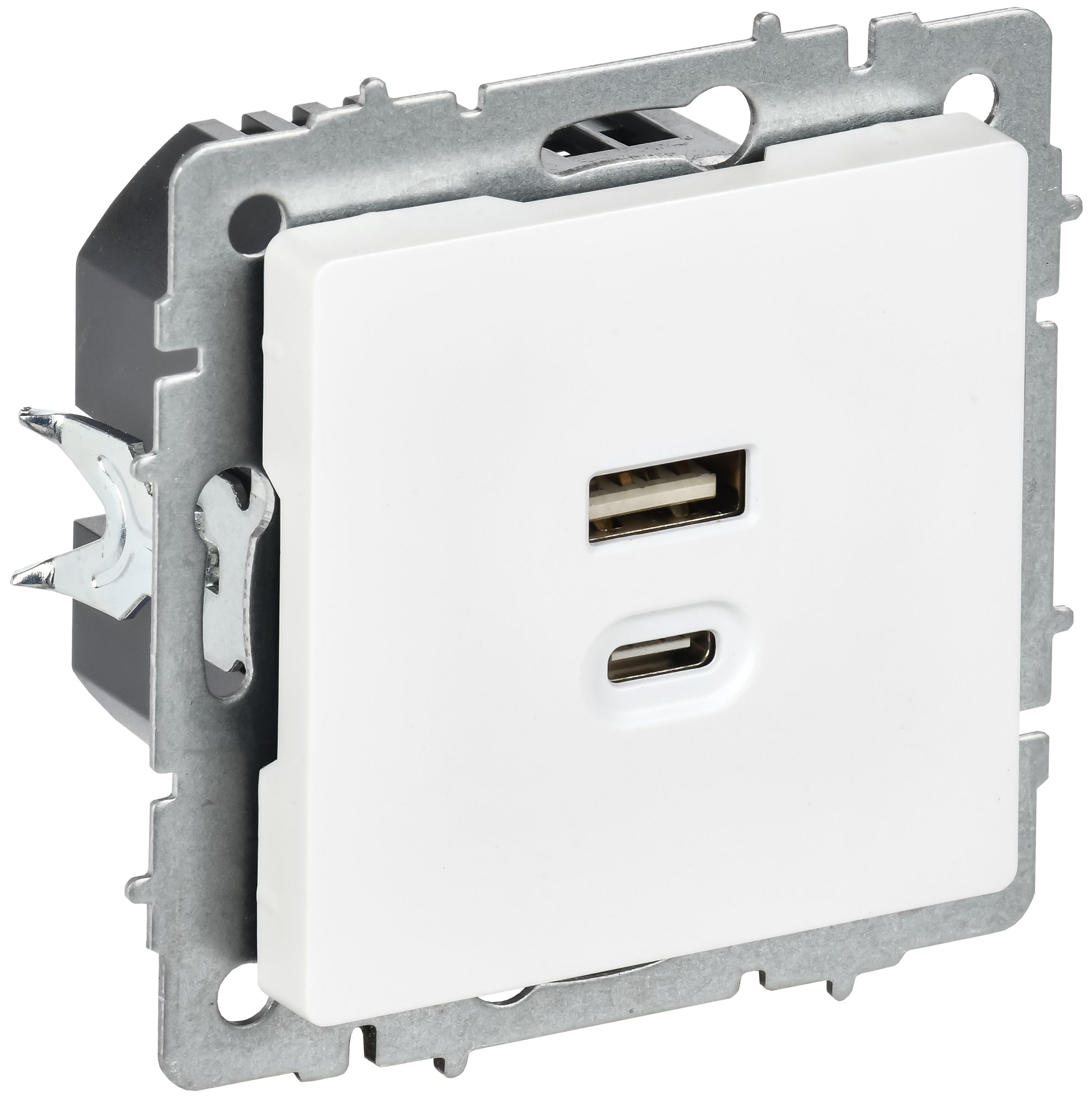 BRITE Розетка USB A+C 45Вт высокоскоростная зарядка РЮ11-2-БрАБ арктический белый IEK — фото