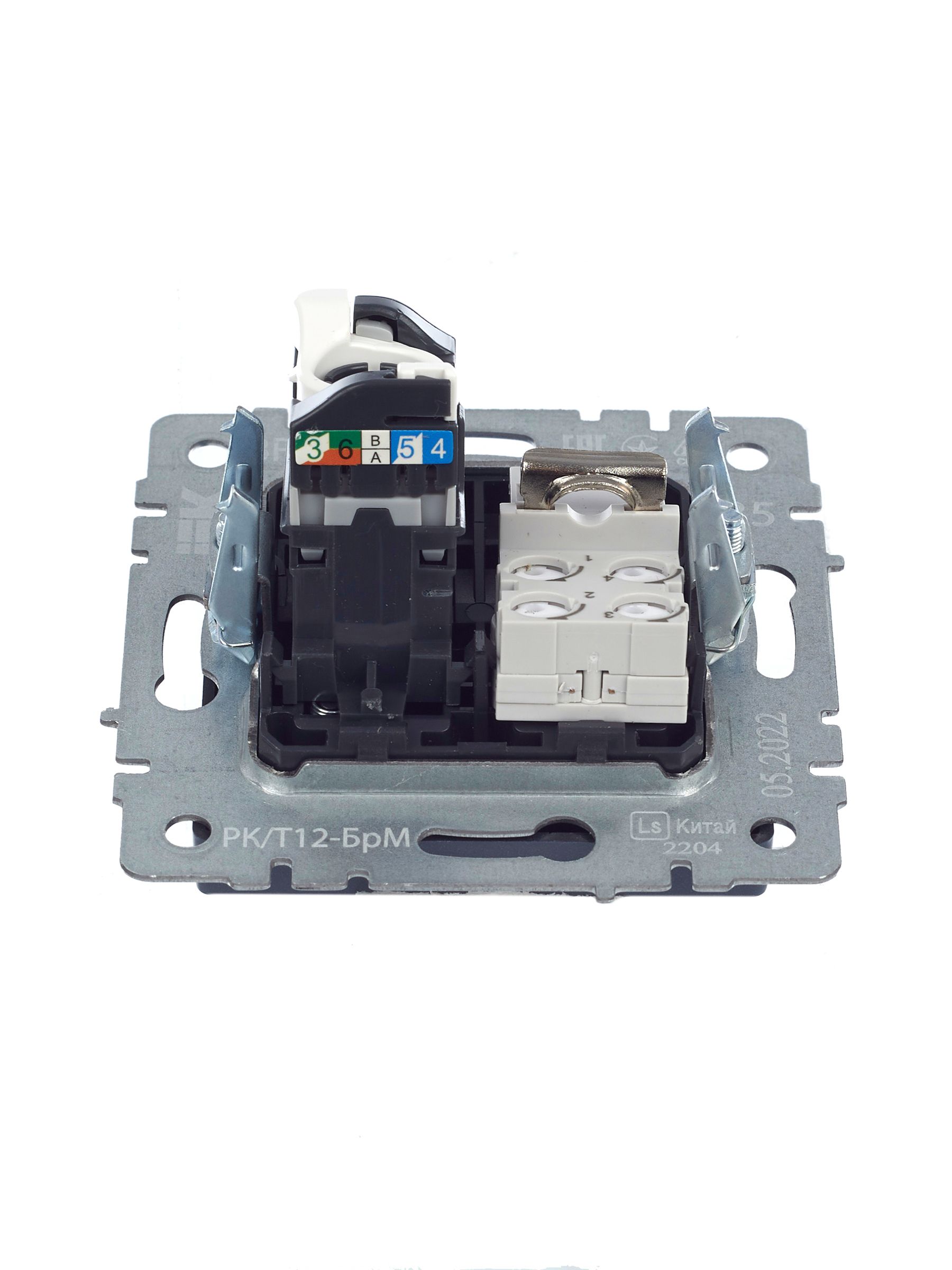 BRITE Розетка двойная RJ11+RJ45 кат.5E РК/Т12-БрМ маренго IEK — фото