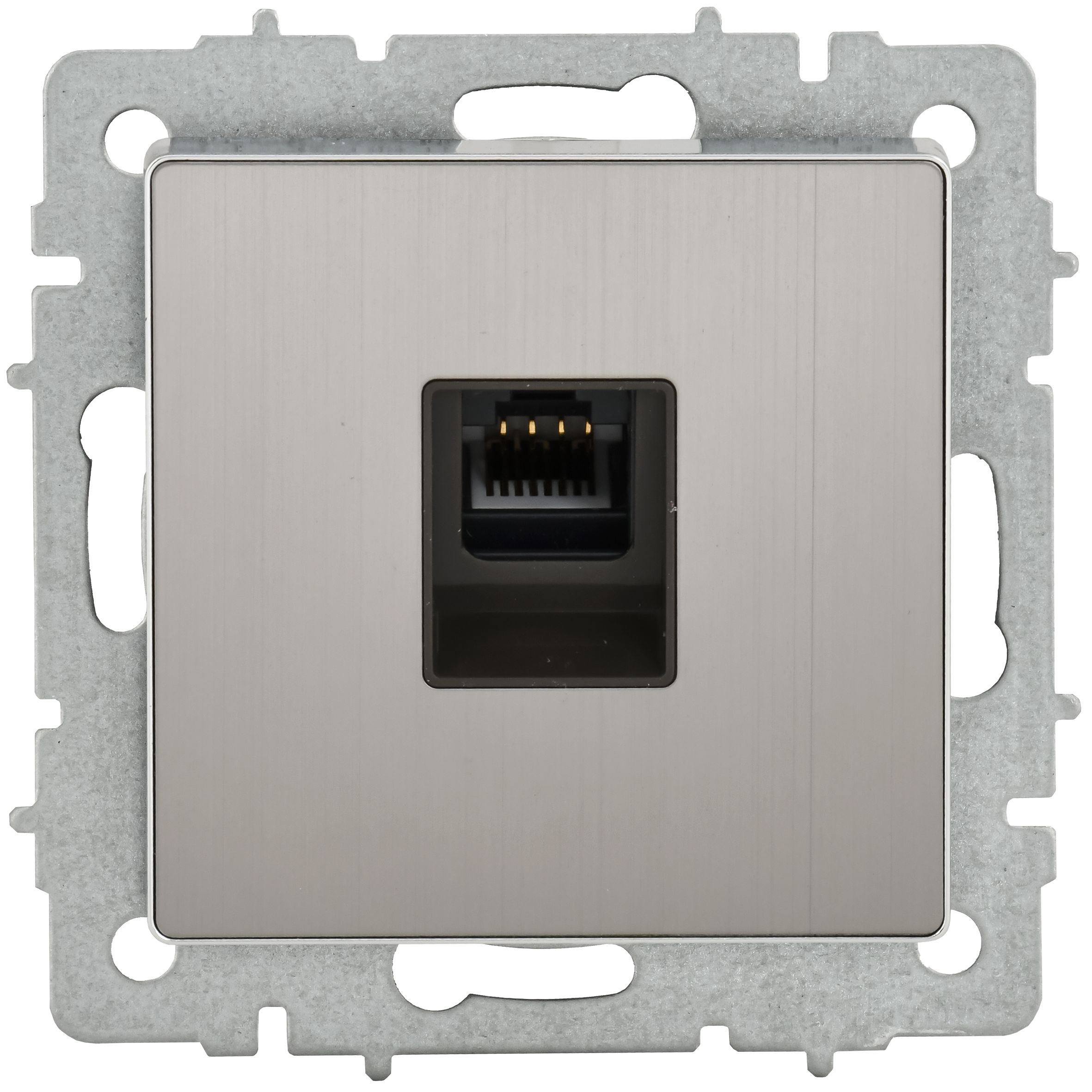 BRITE Розетка компьютерная RJ45 кат.5E РК10-БрГН металл хром/никель IEK — фото