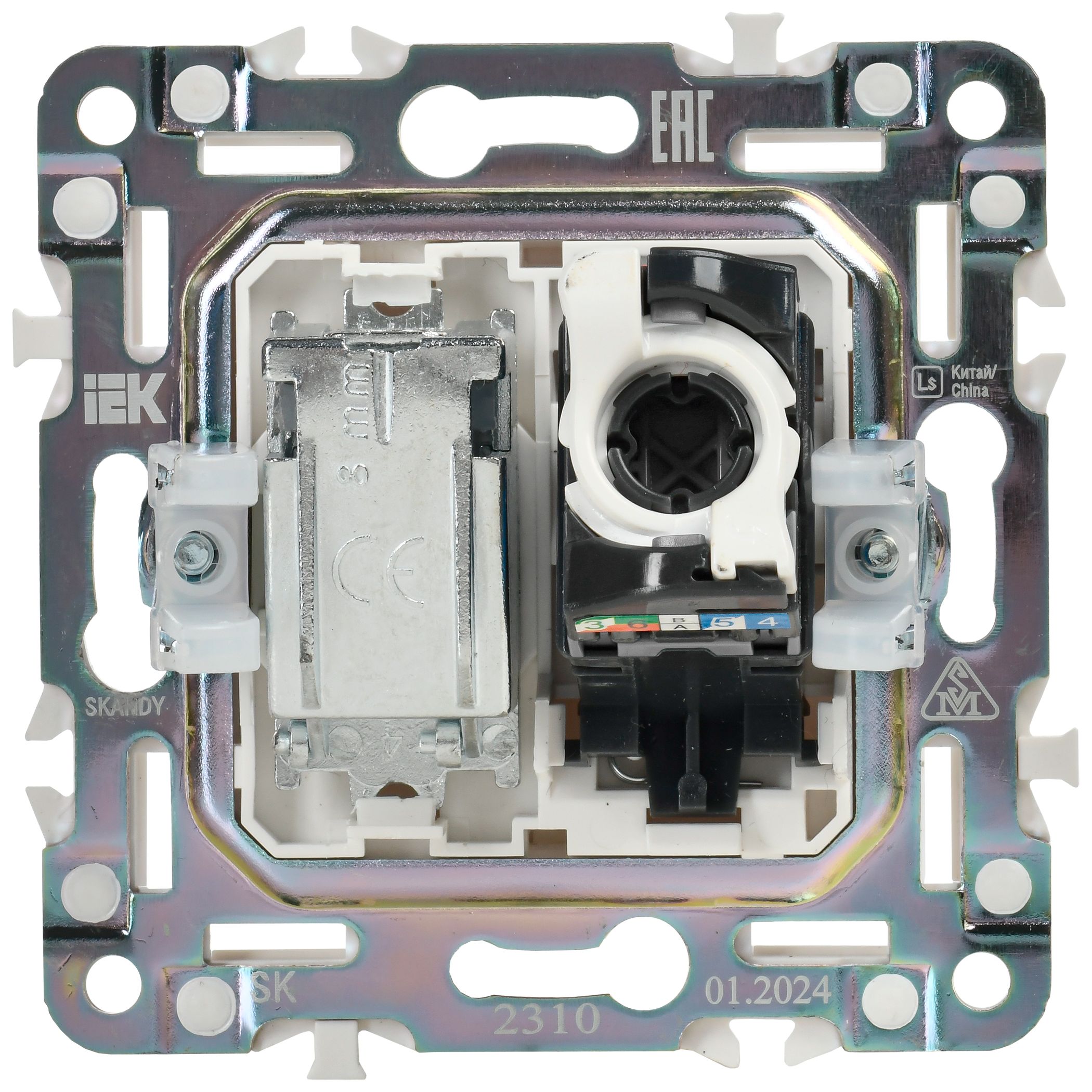 SKANDY Розетка двойная TV+RJ45 кат.5E SK-A14Bl черный IEK — фото